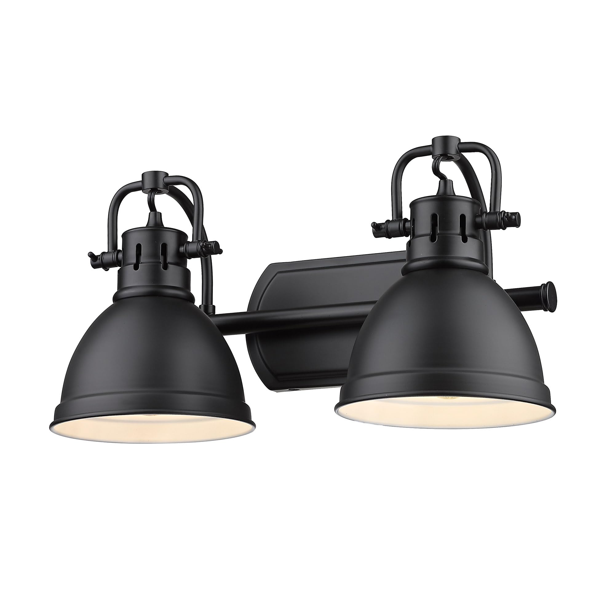 Golden Lighting Duncan Matte Black Two-Light Bathroom Vanity Light Fixture with Matte Black Shades - Perfect for Modern Bathroom, Powder Room, and Spa Decor