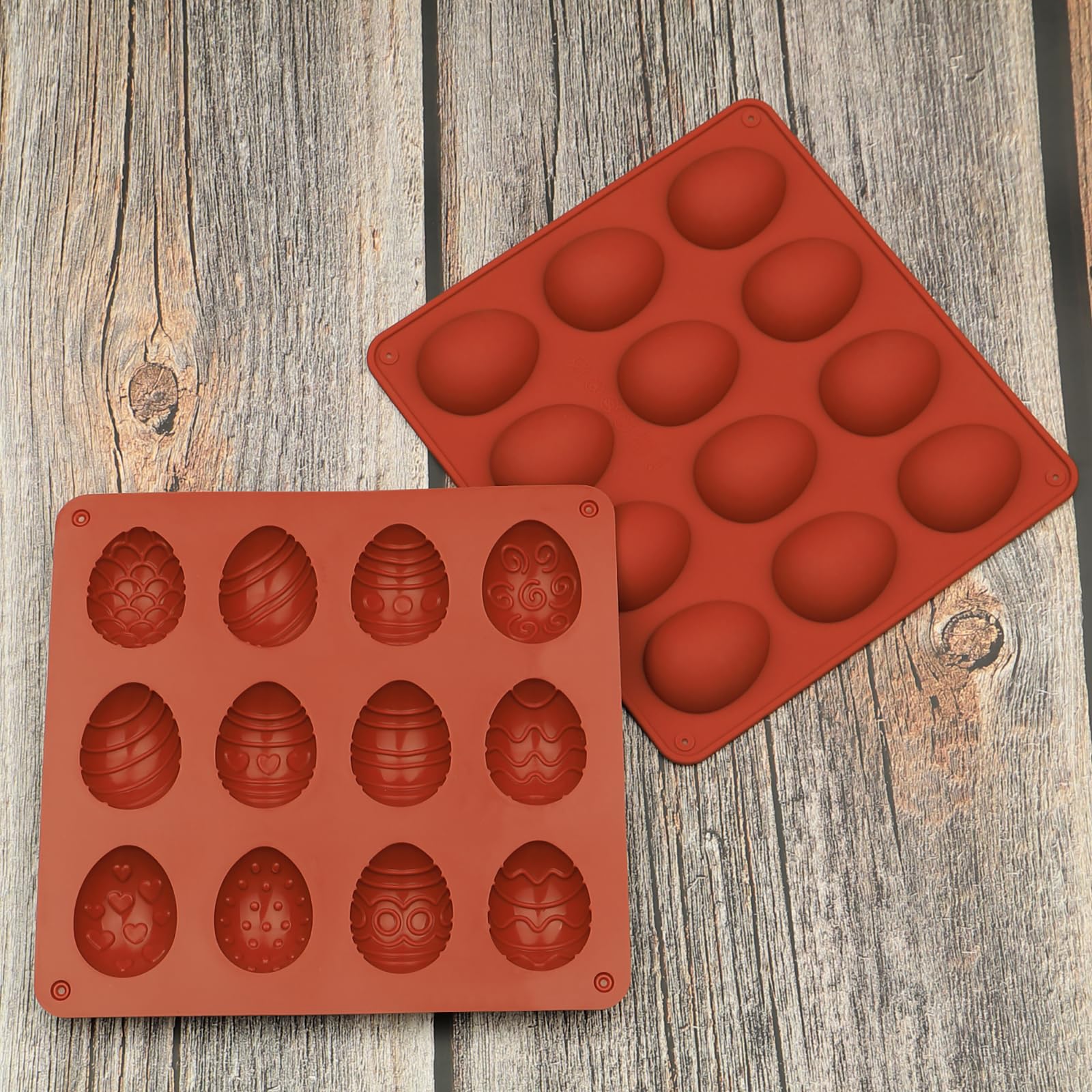 Easter Egg Chocolate Molds Set of 3 - 12 Design Silicone Candy Molds for Easter Treats, Non-Stick for Chocolate, Ice Cubes, Resin & Epoxy - Perfect for DIY Candy Making, Party Favors & Holiday Baking