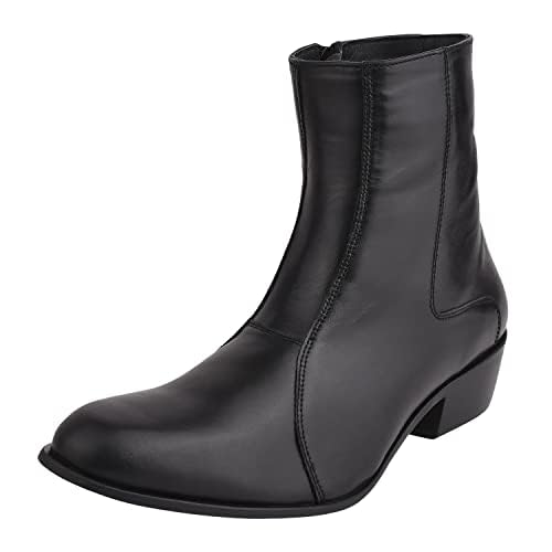 LIBERTYZENO Men's Plain & Snake Print Leather Dress Boots - High Ankle Retro Style for Formal & Casual Wear - Perfect Easter Gift for Him