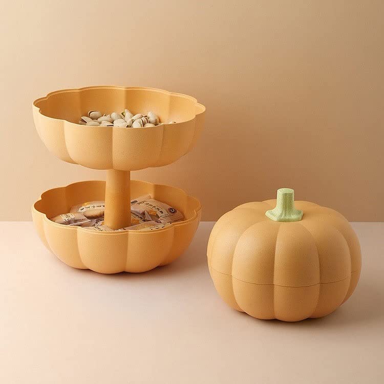 Creative Pumpkin-Shaped Fruit Bowl - Double-Layer Snack Storage Tray for Dried Fruits, Nuts & Candy | Orange Kitchen & Living Room Accessories | Perfect for Parties, Home Decor & Holiday Serving