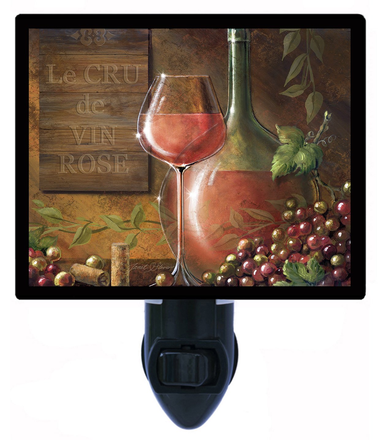 Le Cru De Vin Rose Wine Night Light - Energy Efficient LED Kitchen Night Light for Bedroom, Bathroom & Hallway