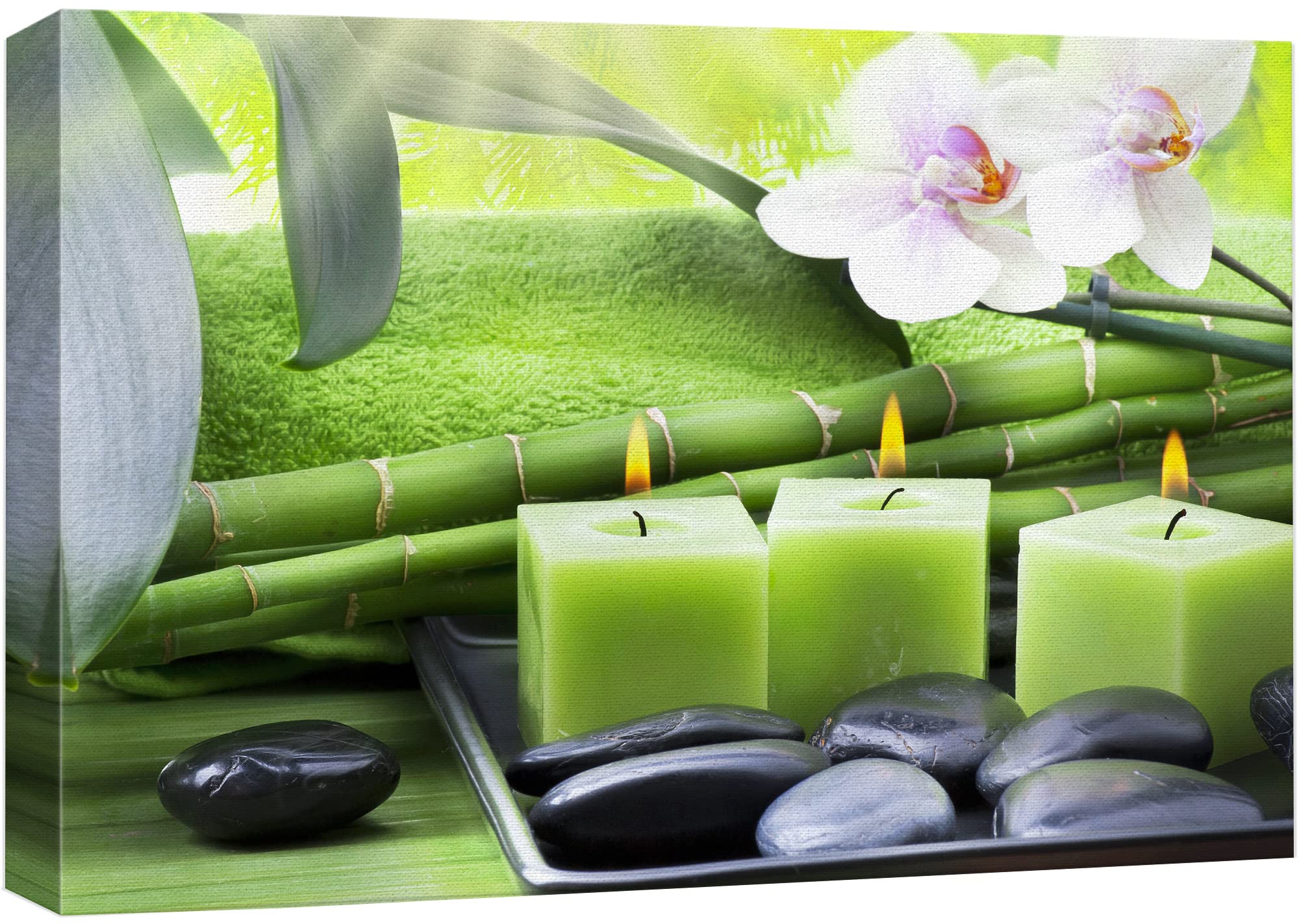 Wall26 Canvas Print Wall Art - Relaxing Zen Jungle Bamboo Massage Stone Candle Orchids Nature Yoga Photography - Modern Contemporary Decorative Chic for Living Room, Bedroom, Bathroom - 32