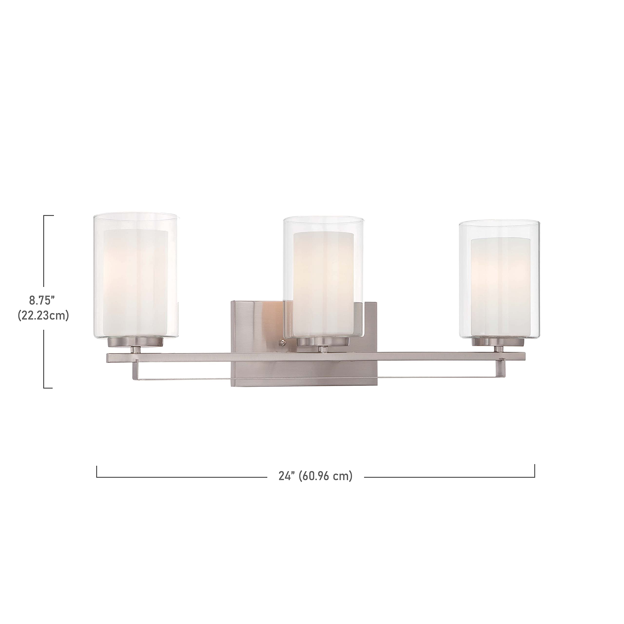 Minka Lavery 6103-84 Parsons Studio 3-Light Bathroom Vanity Wall Sconce with Glass Shade in Brushed Nickel Finish - Perfect for Bathroom, Powder Room, and Dressing Area Lighting