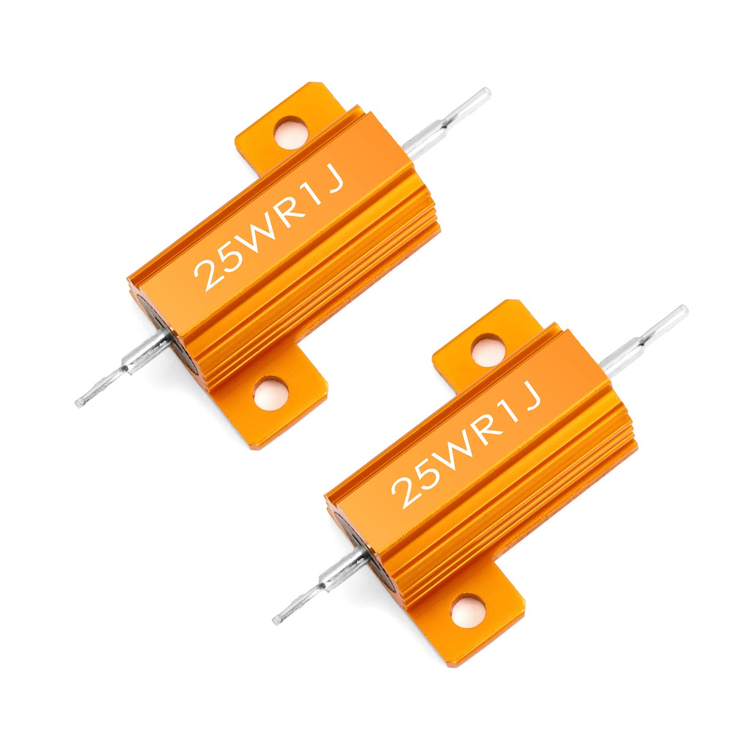 Chanzon 2pcs 25W Wirewound Aluminum Shell Resistor 0.1 Ohm (0R1/R1) ±5% Tolerance, RoHS Certified - Ideal for Power Supplies, Audio Equipment, and Industrial Electronics