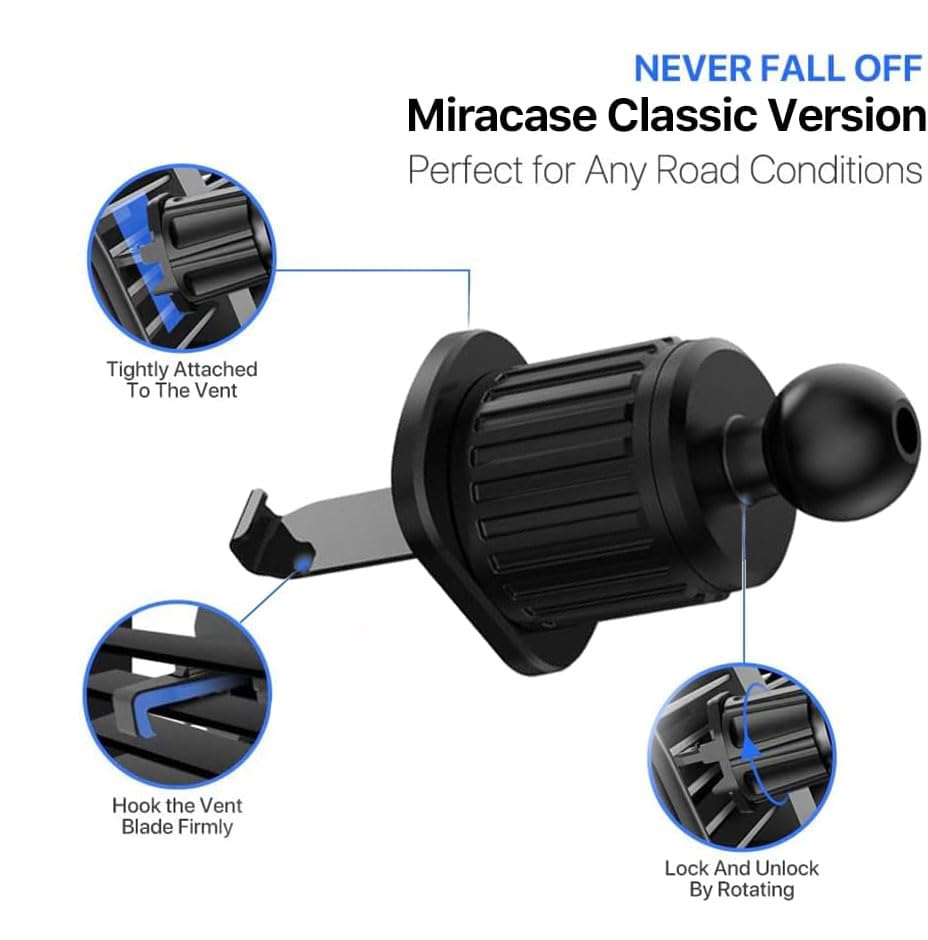 Universal Car Phone Holder - Vent Mount for iPhone & Android Smartphones - Hands-Free Driving, GPS Navigation & Safe Commuting