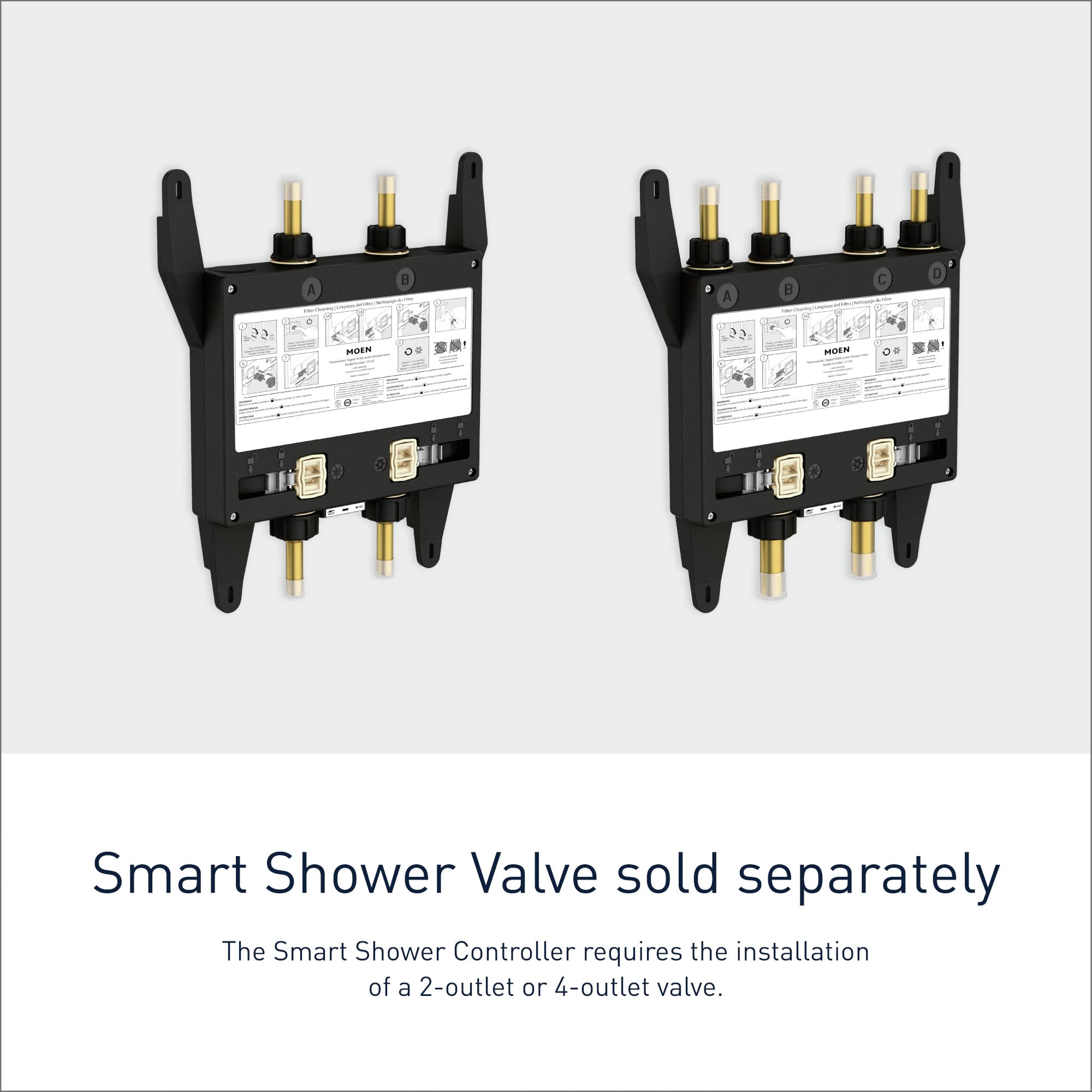 Moen Terra Beige Smart Digital Shower System - 4-Outlet Thermostatic Shower Valve Controller (Model TS3304TB) | Perfect for Modern Bathrooms & Luxury Spa Experience