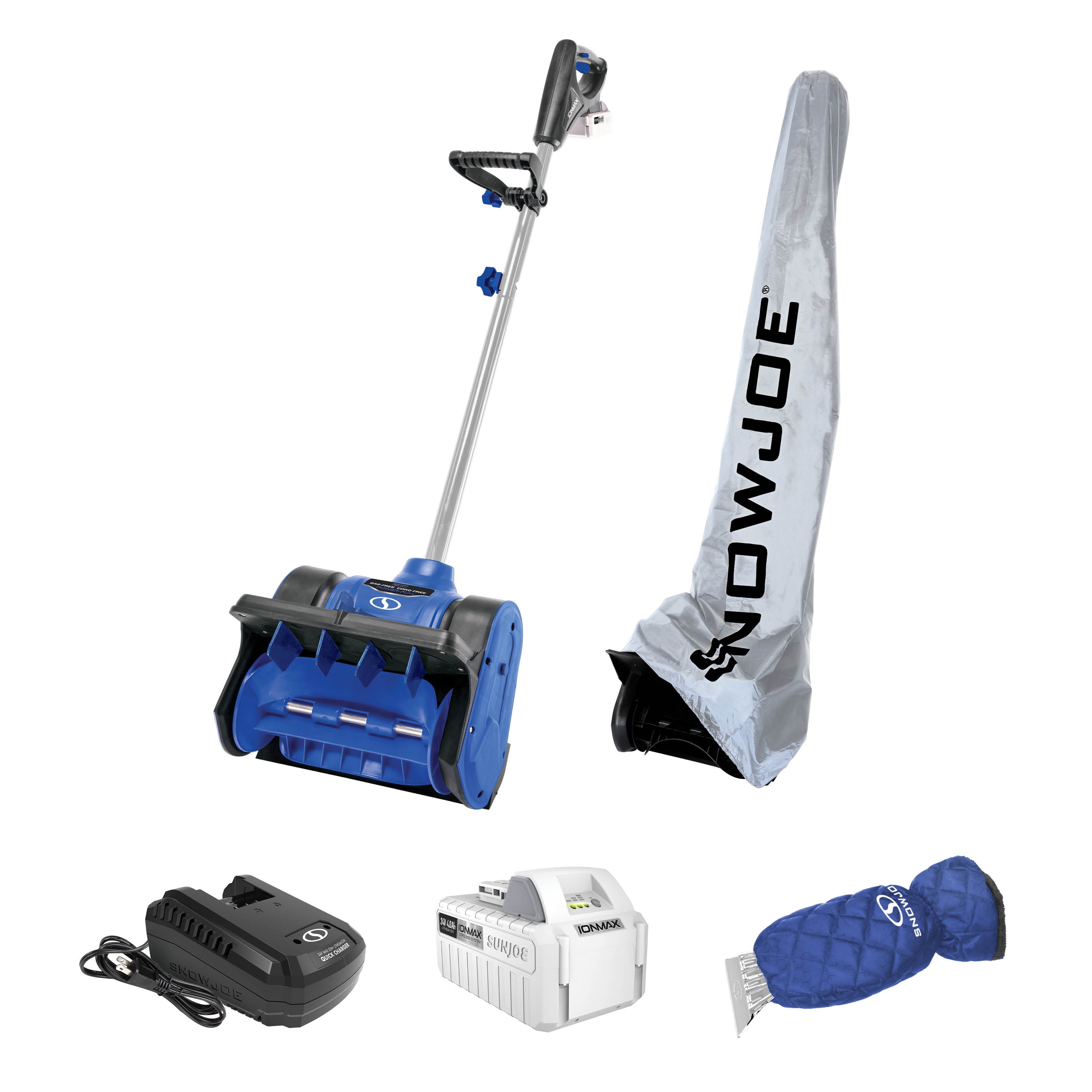 Snow Joe 24V SS12 HT Cordless Electric Snow Shovel with 4.0Ah Battery & Charger | Lightweight Winter Snow Removal Tool for Driveways, Sidewalks & Stairs | Includes Protective Cover & Ice Scraper Glove