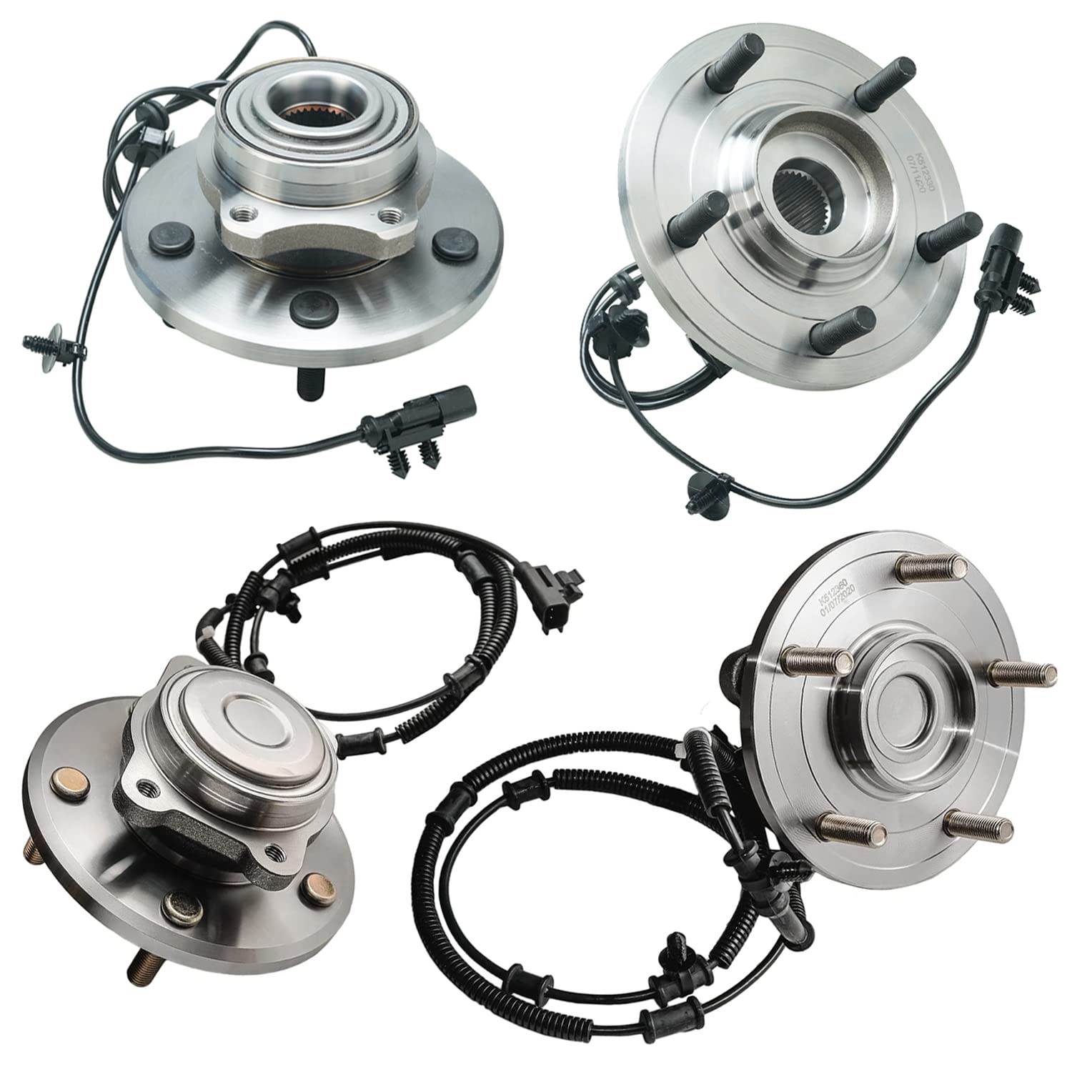 Detroit Axle - 4pc Wheel Bearing Hub Assembly for 2007-2008 Chrysler Pacifica Front & Rear Replacement with ABS | Durable Auto Parts for Smooth Ride & Safe Driving
