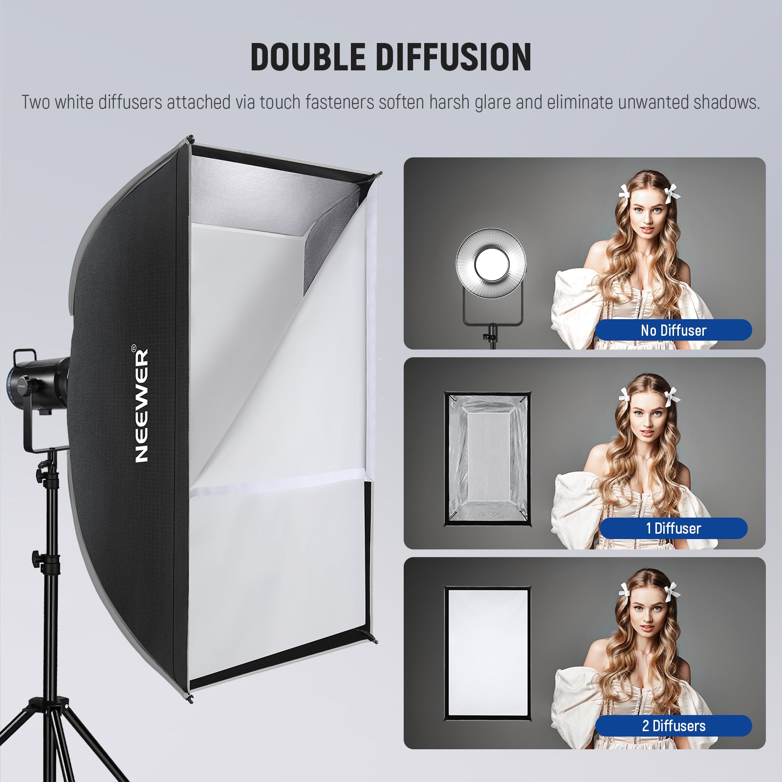NEEWER NS93P 24x35 Inch Rectangular Softbox with Quick Release for Studio Photography, Portrait Lighting, and Video Production