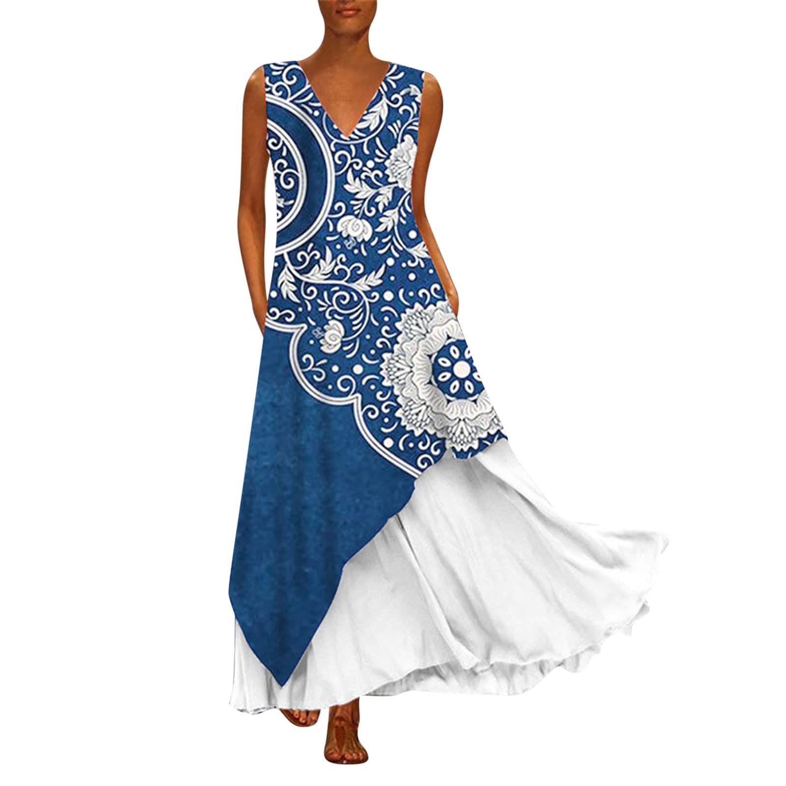 Plus Size Boho Dress for Women - High Waist T-Shirt Casual Party Vacation Dress | Women's Fashion Summer Outfit for Beach, Travel & Date Night