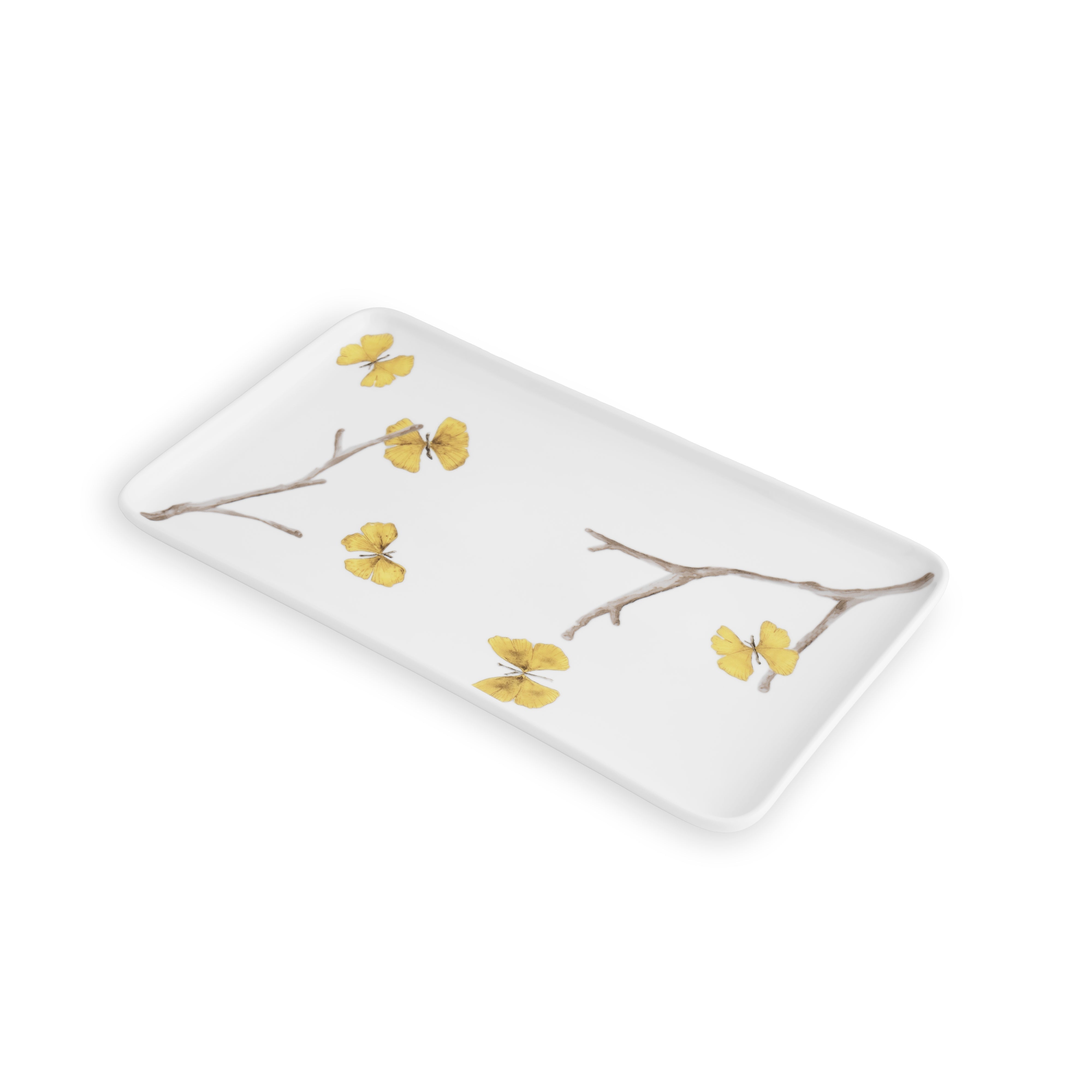 Butterfly Ginkgo Porcelain Bathroom Set - Elegant Soap Dish, Toothbrush Holder & Tumbler for Spa-Like Luxury at Home