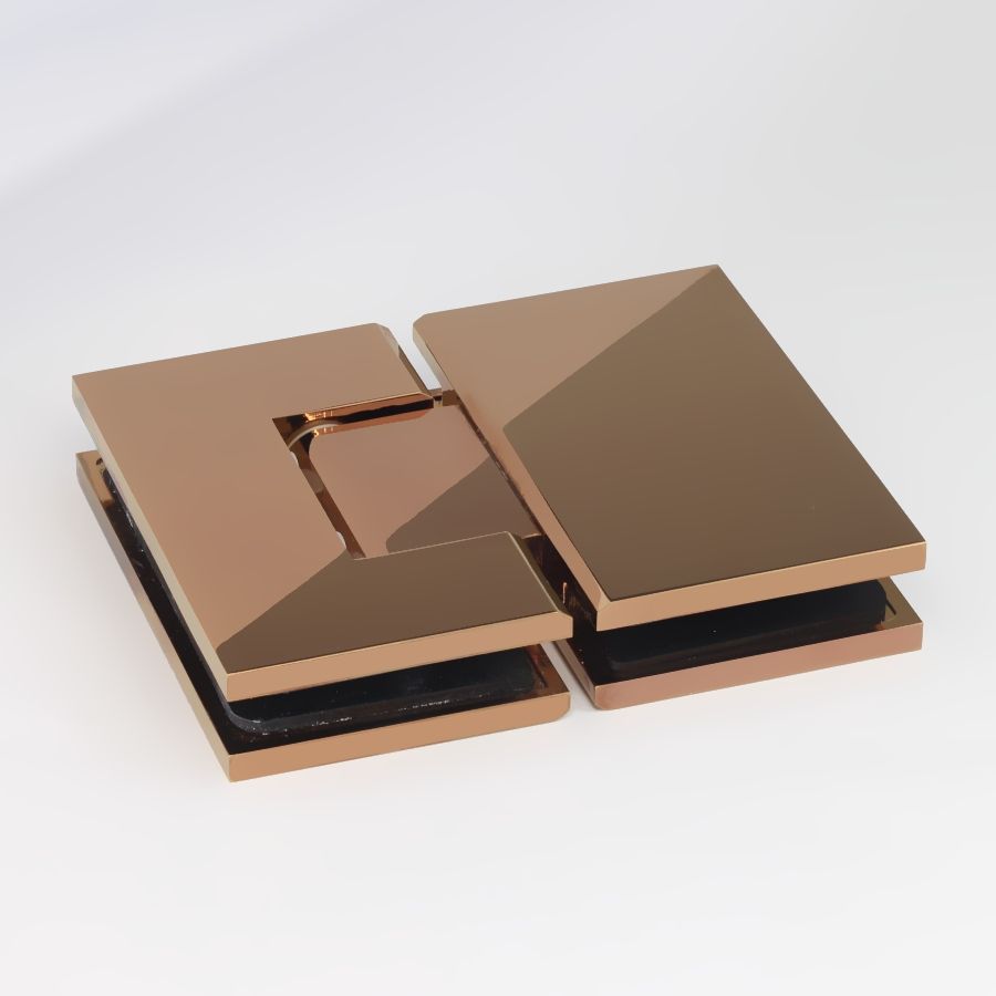 FORGE Shower Screen Hinge - 180 Degree Glass to Glass Hinge for 10mm Thick Glass - Rose Gold/Copper Finish - Perfect for Frameless Shower Doors and Bathroom Renovations