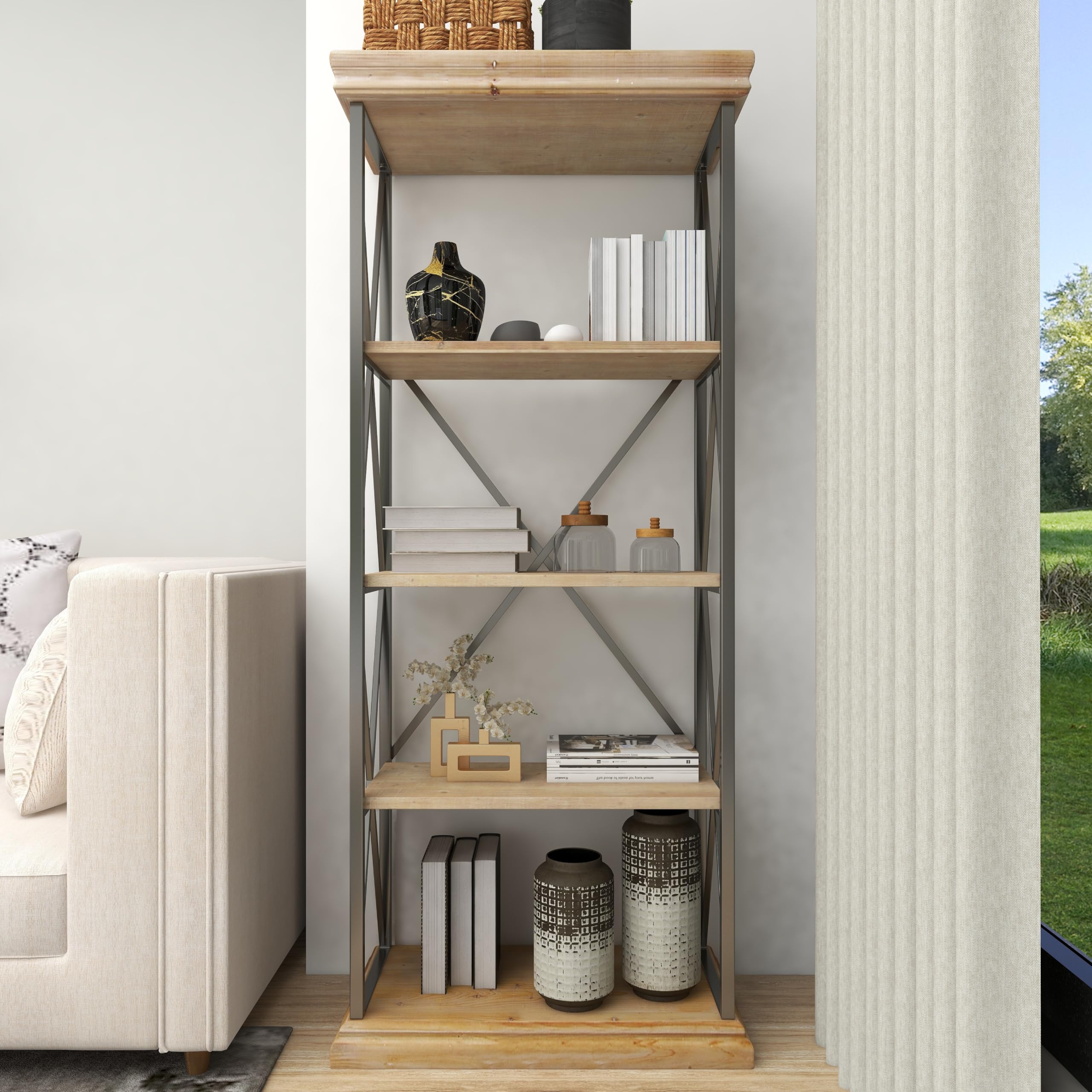 Deco 79 5-Tier Wooden Bookshelf, 30