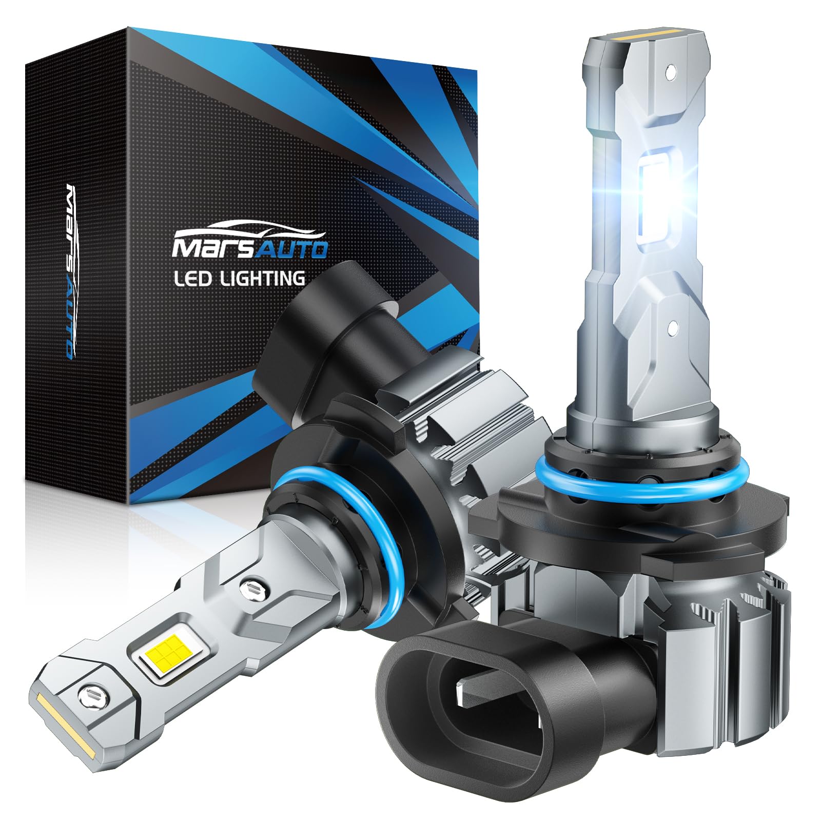 MarsAuto M1S HB3/9005 LED Bulbs - 24000LM Super Bright 9005 Fog Lights, 1:1 OEM Design, 6000K Cool White, IP68 Waterproof, Plug & Play in 3 Minutes (Pack of 2) - Perfect for Trucks, SUVs, and Off-Road Vehicles in Foggy or Night Driving Conditions