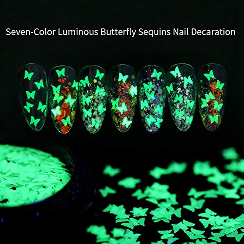 Anjetan Glitter Nail Art Sequins - Luminous Star & Butterfly Nail Decorations for DIY Manicure, Nail Art Flakes for Professional Salon & Home Use - Perfect for Parties, Weddings, and Special Occasions