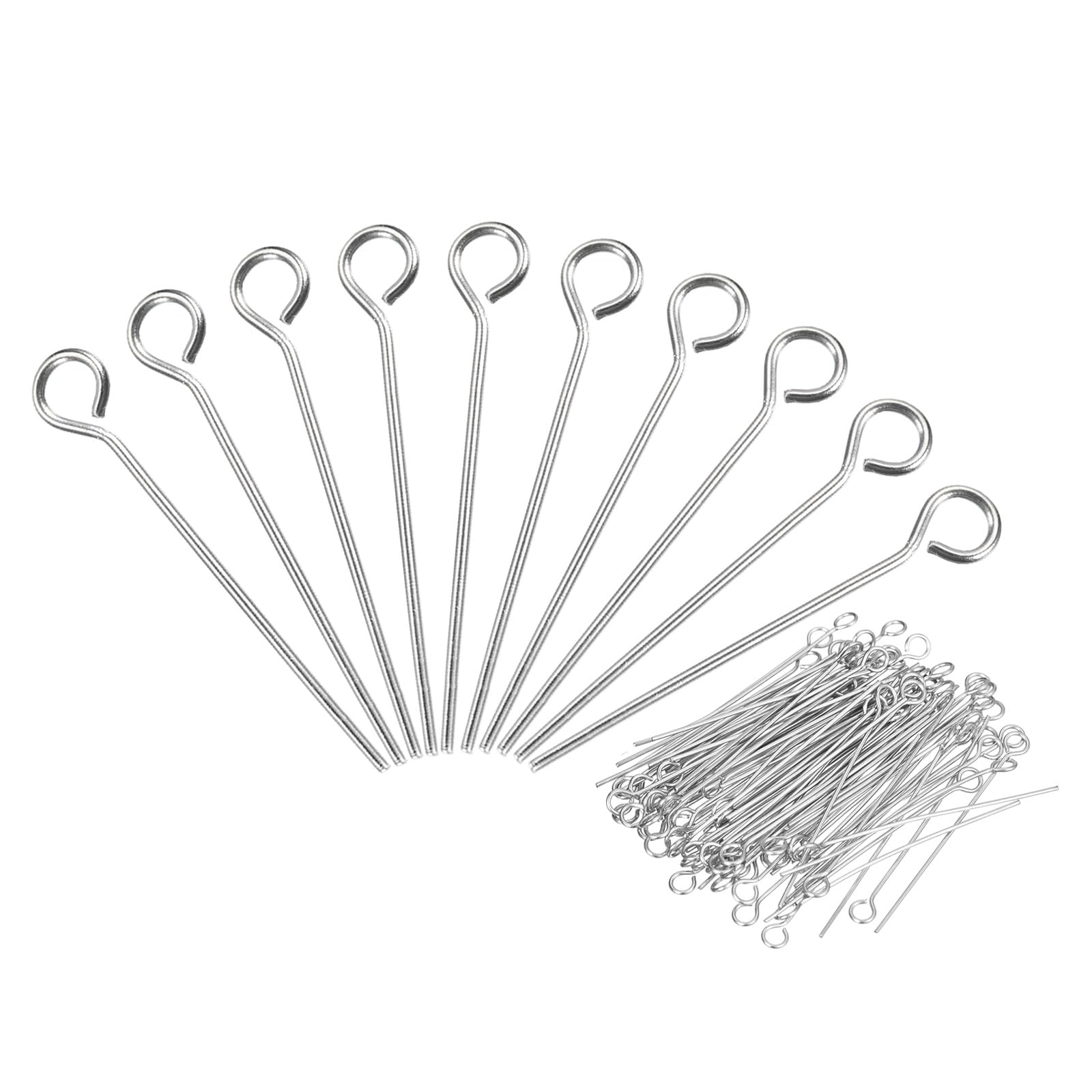 PATIKIL 200Pcs 304 Stainless Steel Jewelry Eye Pins - 22mm 22 Gauge Silver Open Eye Pins for DIY Jewelry Making, Crafting Necklaces, Bracelets & Earrings - Perfect for Beading, Wire Wrapping and Handmade Jewelry Designs