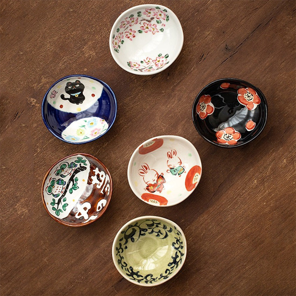 Japanese Mino Yaki Yudachi Kiln Mini Bowl Set of 6 - Authentic Handcrafted Ceramic Rice Bowls for Sushi, Ramen, and Small Dishes - Perfect for Japanese Dining and Home Decor