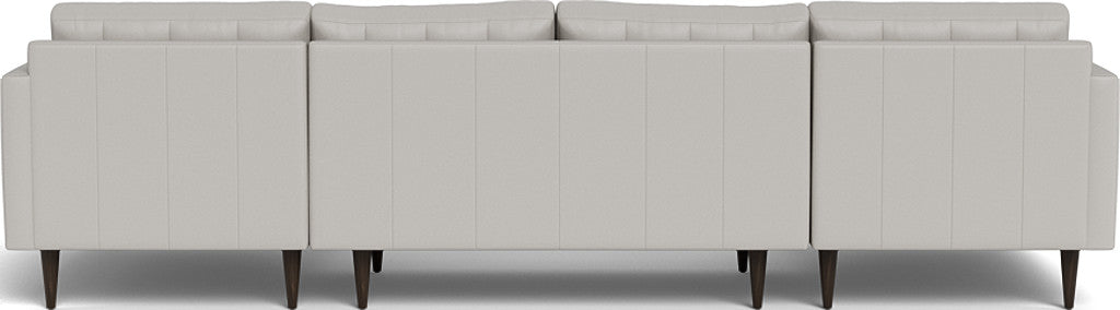 Wallace 126 Genuine Leather Double Chaise U-Shaped Sectional Sofa - Modern Living Room Furniture for Home Theater & Family Gatherings