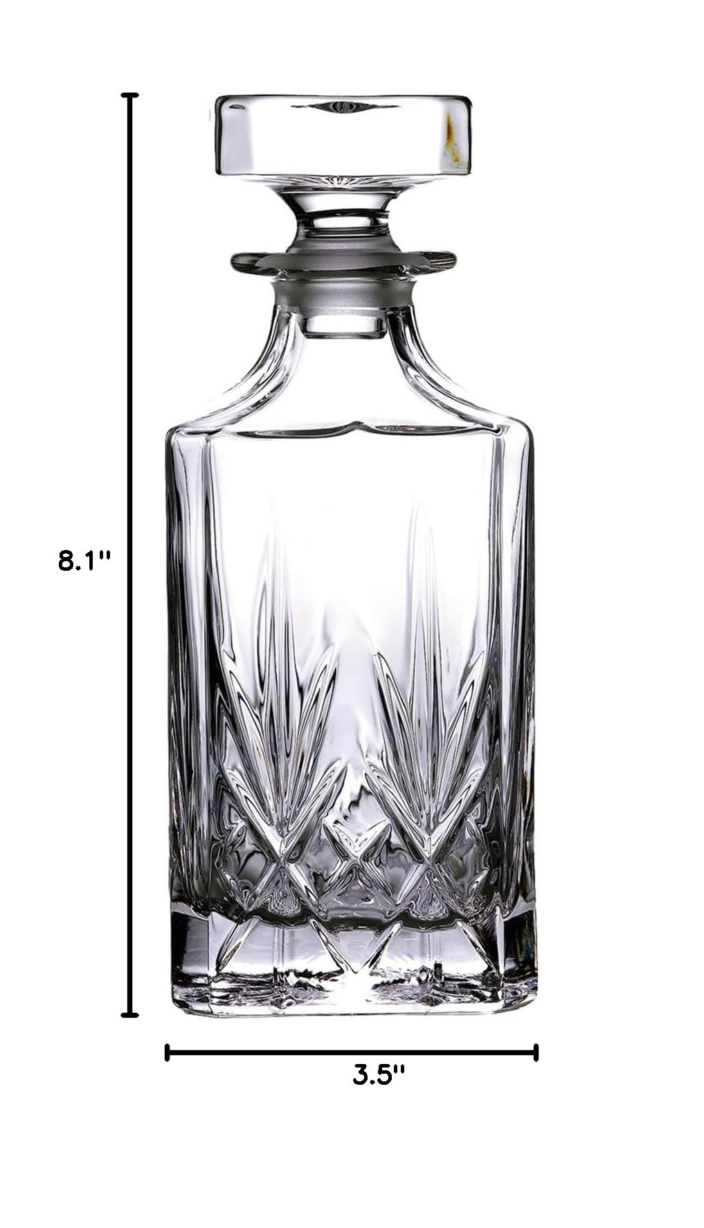 Marquis by Waterford Maxwell Crystal Decanter - 28 oz Clear Glass Whiskey Decanter Set with Stopper - Elegant Barware for Bourbon, Scotch & Wine Serving