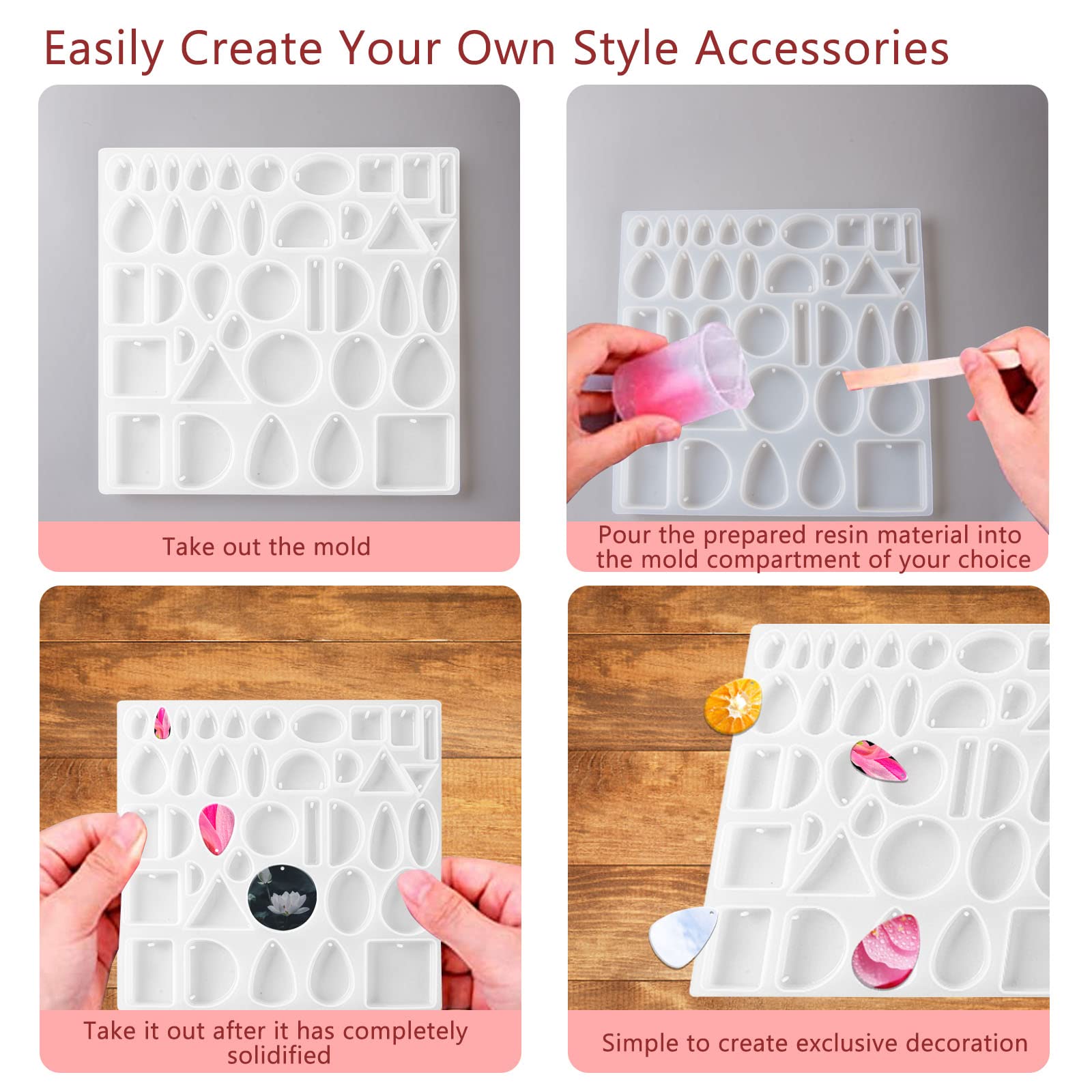 Premium Silicone Resin Jewelry Molds for DIY Pendants, Keychains, Necklaces & Earrings - Epoxy Resin Casting Molds for Handmade Jewelry Making - Perfect for Crafters, DIY Gifts & Home Decor Projects