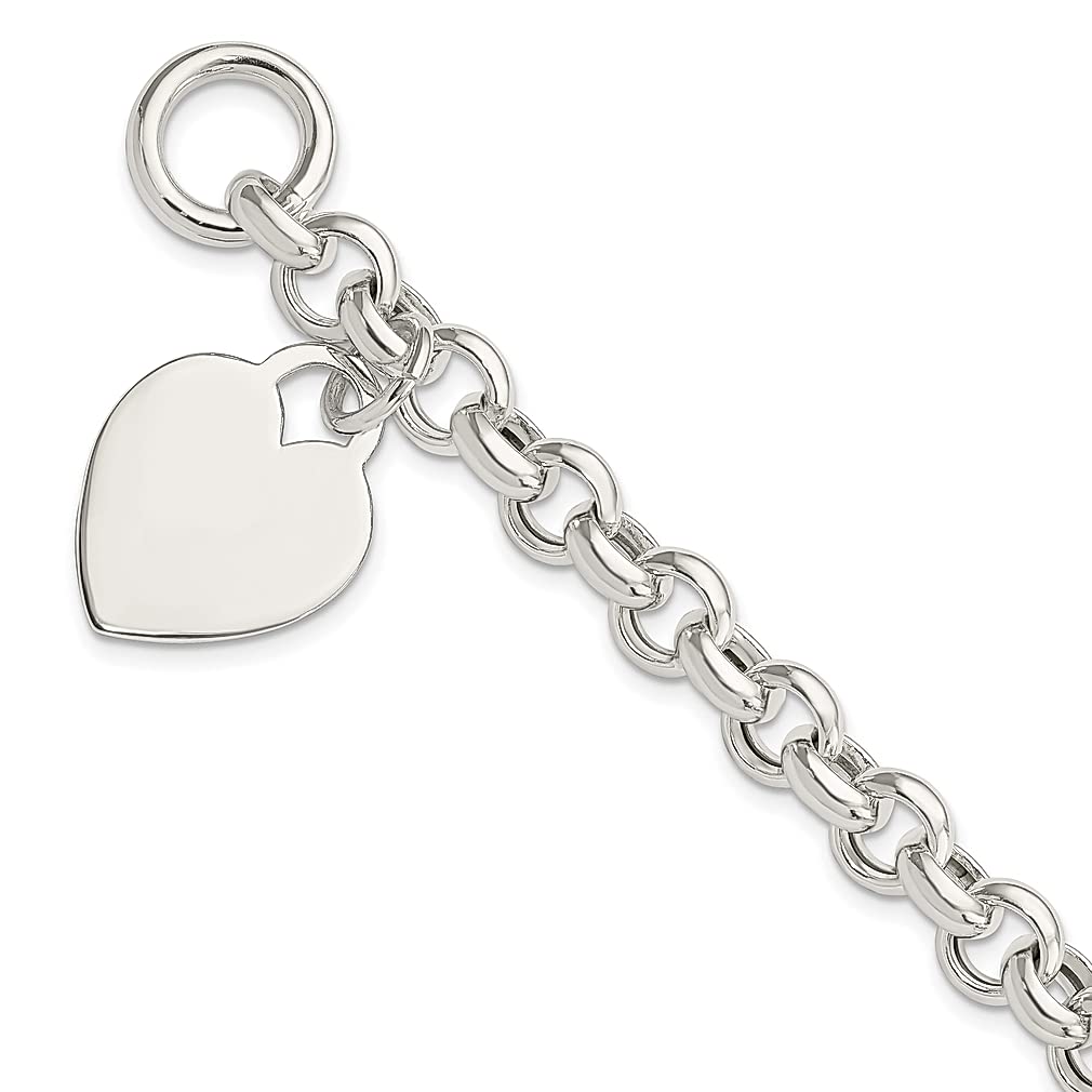 925 Sterling Silver Engraveable Heart Toggle Bracelet - 7.5 Inch Adjustable Charm Bracelet for Women | Personalized Love Jewelry Gift for Her | Perfect for Anniversaries, Valentine's Day & Special Occasions
