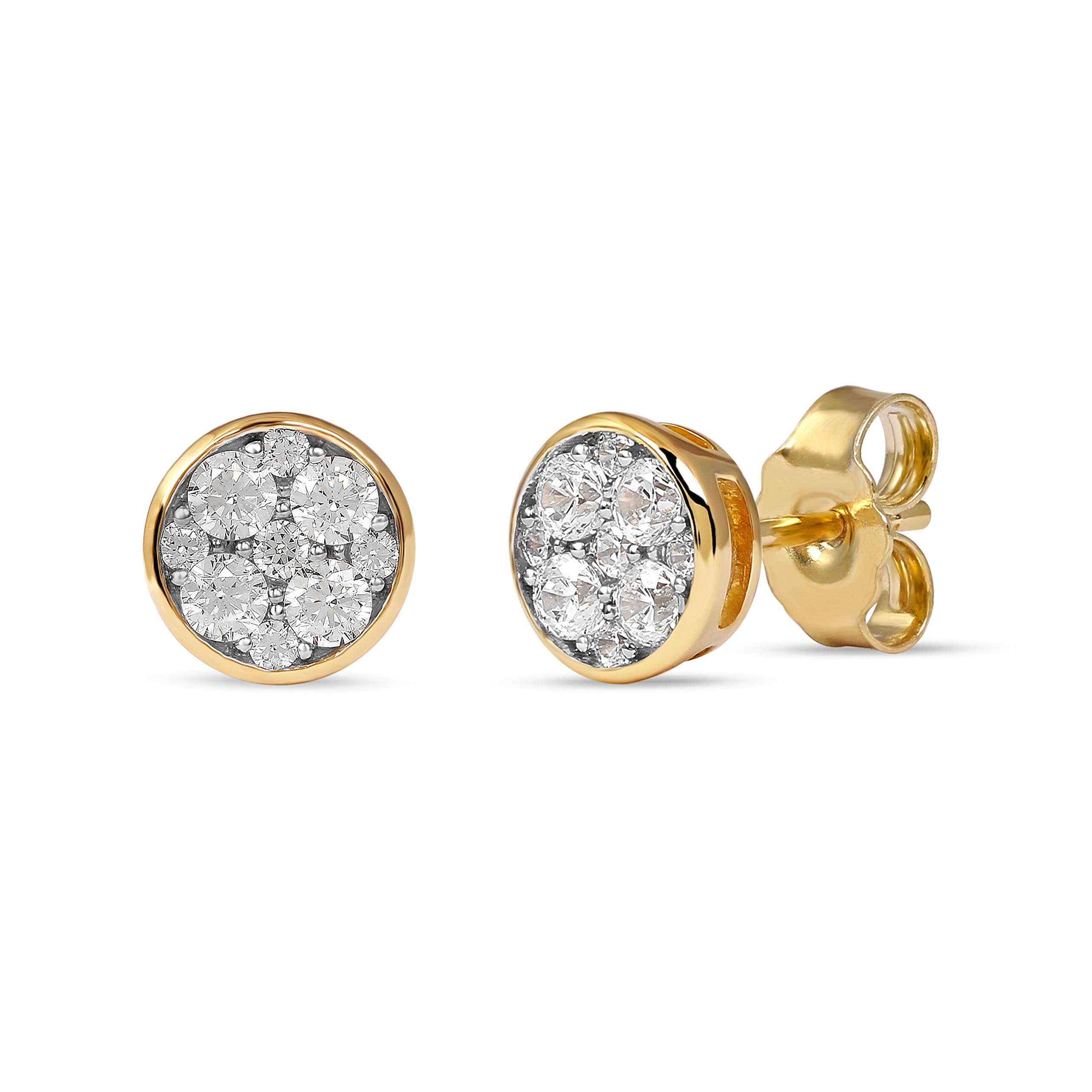 Labella 1/4 CT.TDW. Sterling Silver Diamond Stud Earrings for Women - Rhodium Plated Cluster Earrings, Perfect Gift for Her, Ideal for Weddings, Parties & Everyday Wear