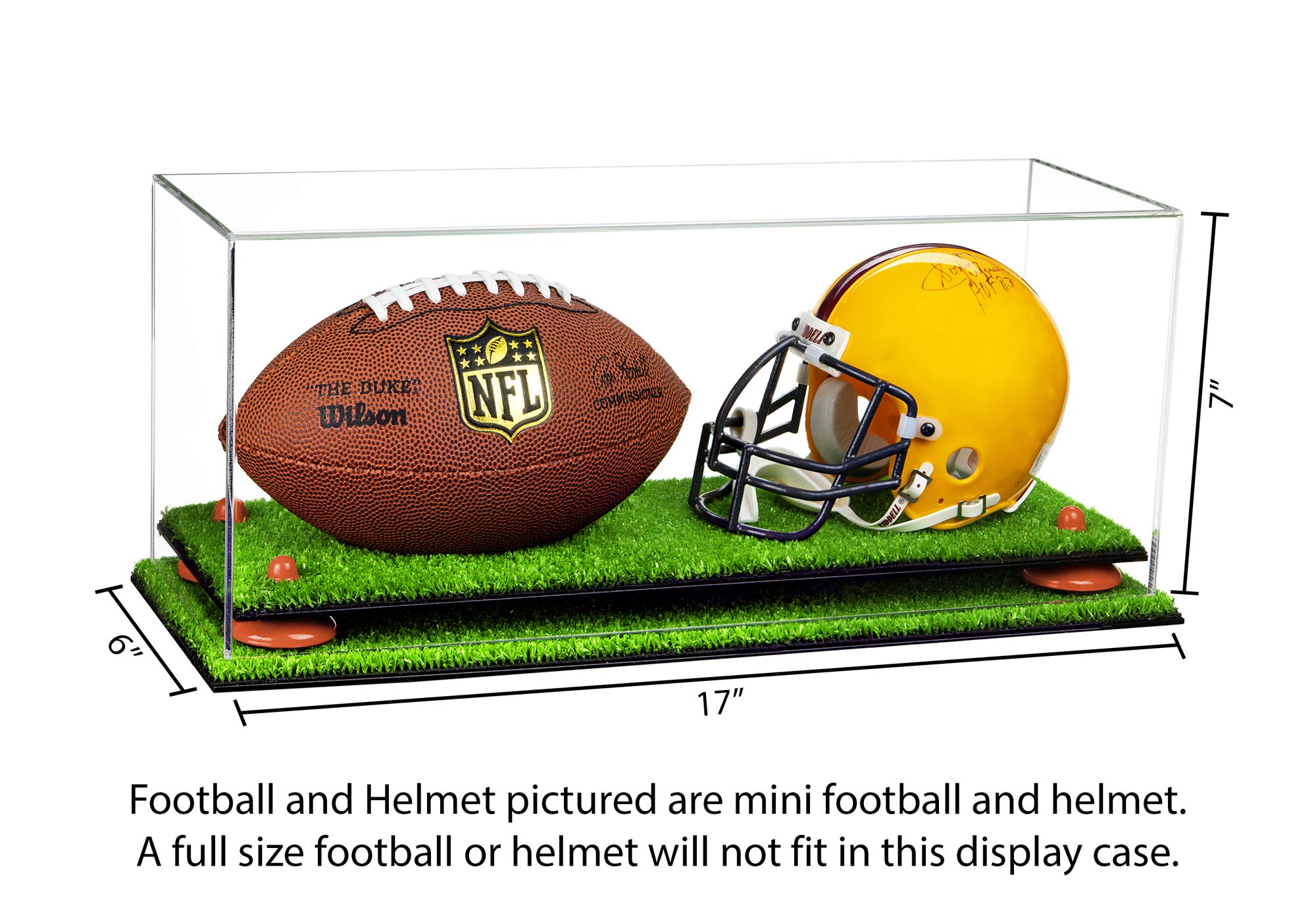 Acrylic Double Mini Football Helmet Display Case - Miniature Collectible Helmet with Protective Cover (A019) - Perfect for Sports Memorabilia, Office Decor & Gift Ideas