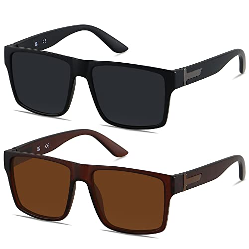 (2pack Polarized) Matte Black + Brown