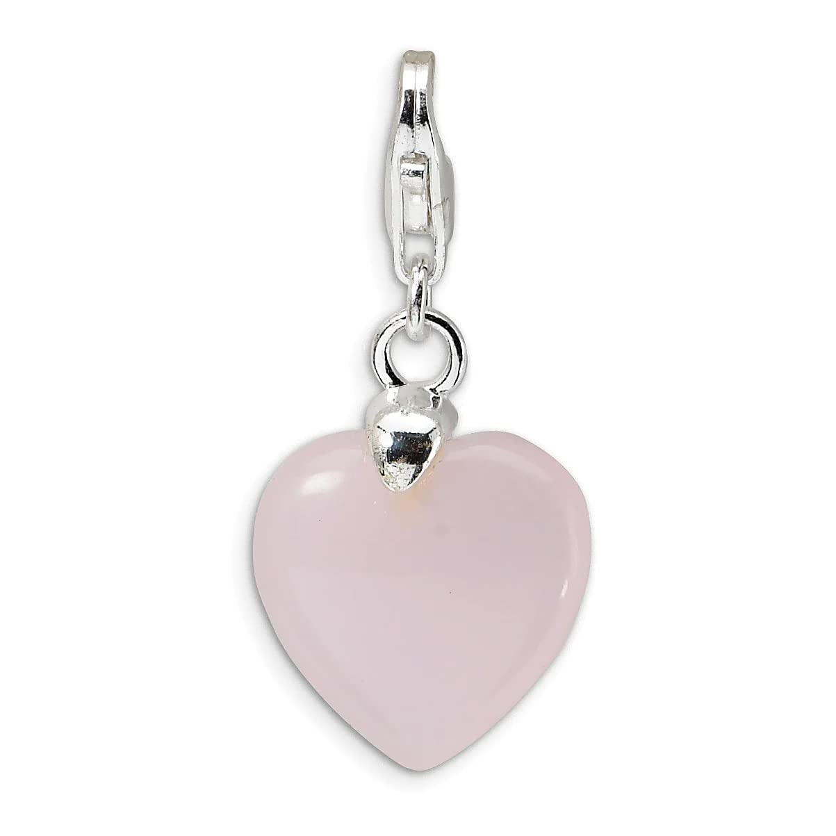 Rose Quartz Heart Charm in Sterling Silver - Elegant Healing Crystal Jewelry for Love & Positivity | Perfect for Gifts, Meditation & Energy Healing