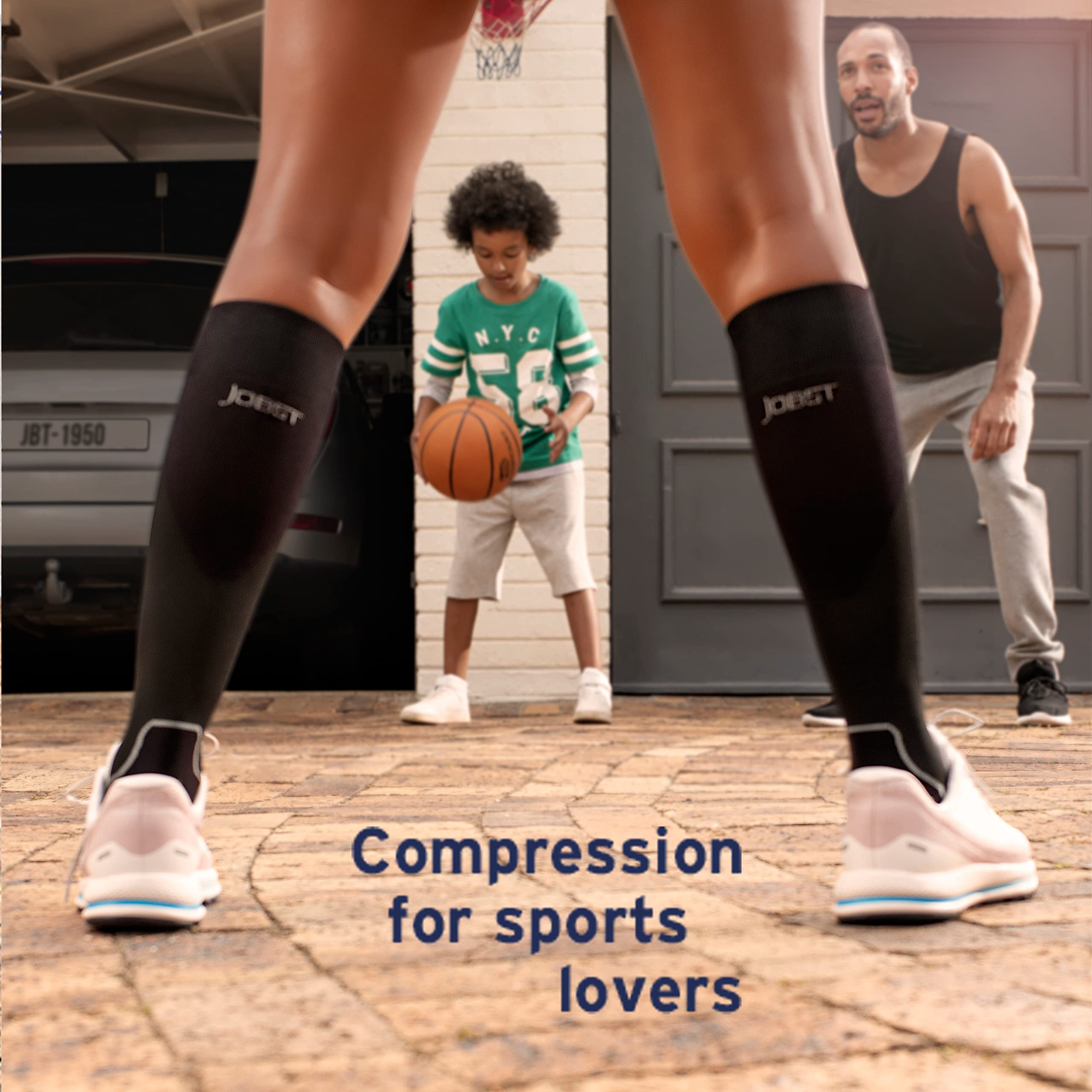 JOBST Sport Compression Socks 20-30 mmHg Knee High X-Large Black Grey - Athletic Support for Running, Travel & Recovery