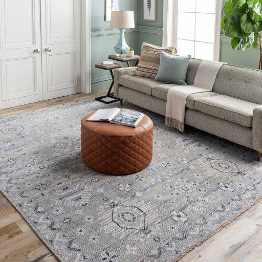 Hand-Knotted Denim Area Rug in Black & Cream - Multiple Sizes Available - Perfect for Living Room, Bedroom & Home Decor