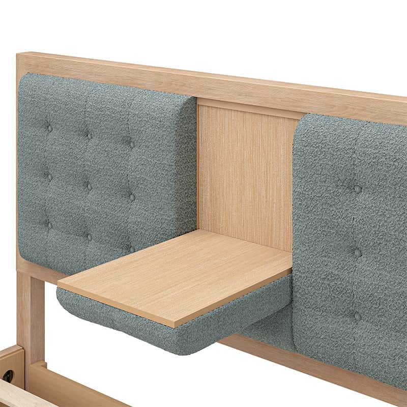 Sabina Upholstered Platform Bed with Adjustable Headboard - Solid Wood Frame Queen Size Bed - Perfect for Modern Bedroom, Guest Room & Master Suite
