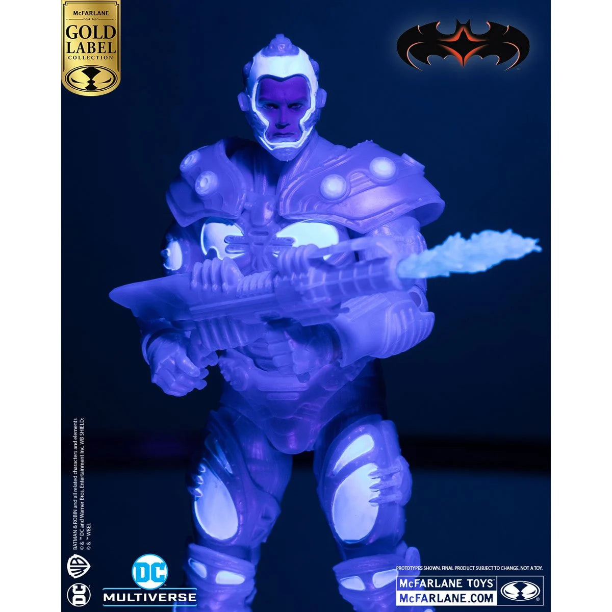 Mr. Freeze (Black Light) DC Multiverse Batman and Robin Gold Label 7-Inch Action Figure - Collectible Toy for Superhero Fans, Perfect for Display and Comic Book Themed Decor