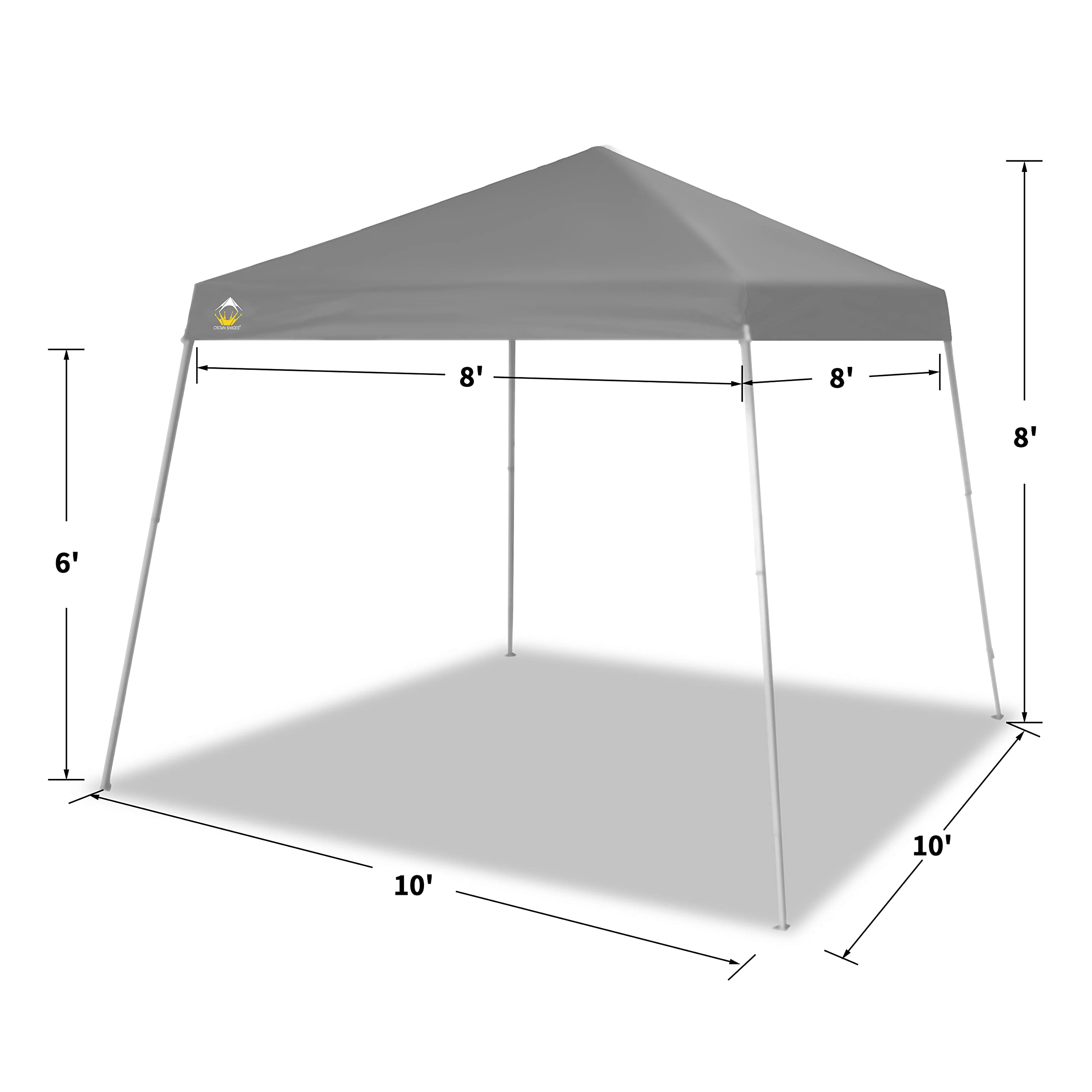 8x8 Pop Up Canopy Tent with Carry Bag - Outdoor Beach & Sports Shelter (Gray)