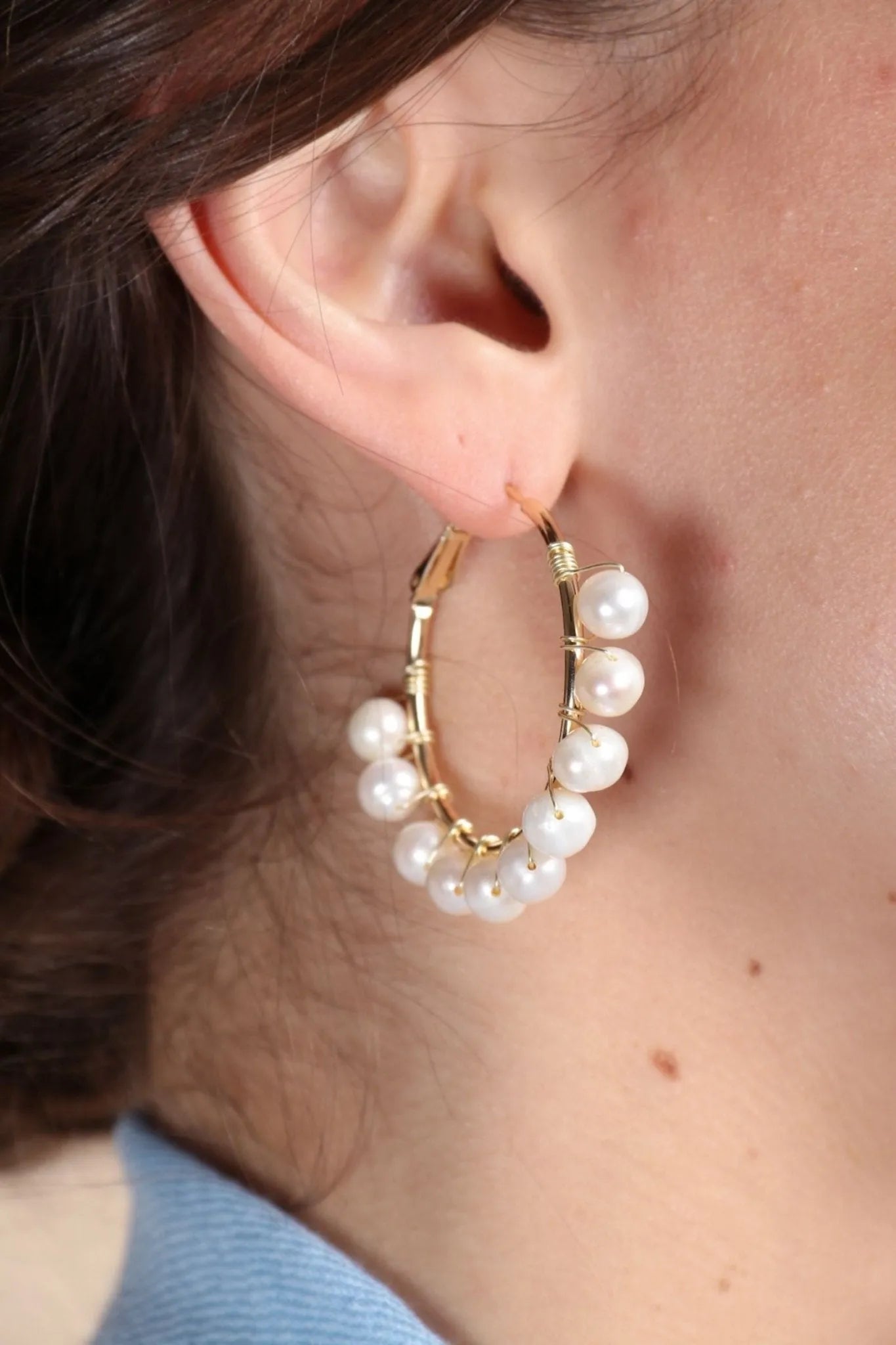 Freshwater Pearl Hoop Earrings for Women - Elegant 14K Gold Plated Dangle Earrings - Perfect for Weddings, Parties & Everyday Wear