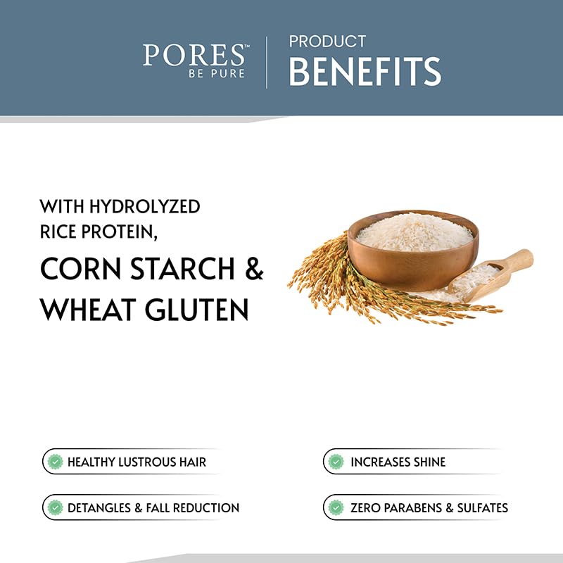PORES Be Pure Rice Water Hair Mask (200 mL) with Shampoo (250 mL) and Conditioner (250 mL) Combo Set for Men & Women - Sulfate Free, Paraben Free Hair Care for Curly, Dry & Frizzy Hair - Natural Hydrating Treatment for Damaged Hair - Perfect for Daily Use & Salon-Quality Results at Home