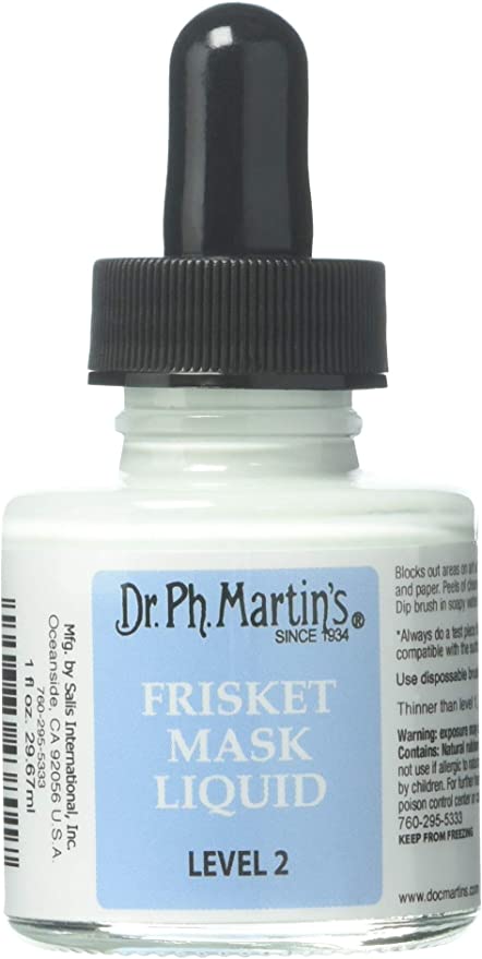 Dr. Ph. Martin's Frisket Mask Liquid Level 2 - Premium Watercolor Masking Fluid for Artists - Perfect for Watercolor Painting, Calligraphy & Mixed Media Art Projects