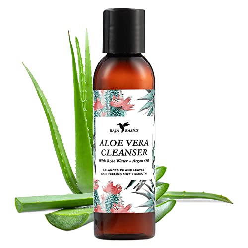 Baja Basics Aloe Vera Face Cleanser with Rose Water & Argan Oil - Gentle Foaming Deep Cleansing Moisturizing Face Wash | pH Balanced for All Skin Types | 4 oz | Perfect for Daily Skincare Routine & Post-Workout Refresh