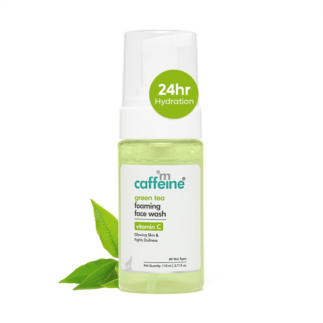 mCaffeine Foaming Face Wash for Combination Skin - Reduces Dark Spots & Balances Oil | Vitamin C, Aloe Vera & Green Tea Formula | Refreshing Daily Facial Cleanser for Men & Women | 110ml | Perfect for Morning & Night Skincare Routine