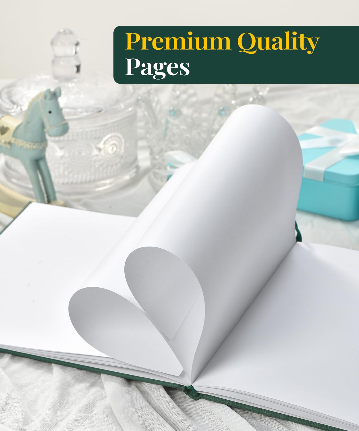 Elegant Wedding Guest Book - Classic Guest Book for Wedding Reception, Baby Shower, Bridal Shower, Birthday & Graduation - 100 Blank Pages for Signatures & Photos - Green - Perfect for Cherishing Special Memories
