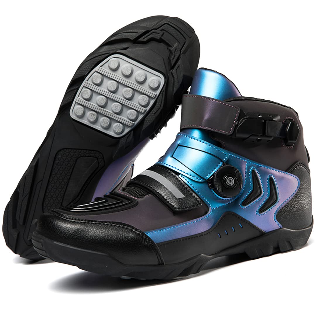 Men's Motorcycle Riding Shoes - Trendy Color-Changing Design for Off-Road, Street Racing & Travel - Durable & Comfortable Footwear for Bikers & Adventure Enthusiasts - Perfect for Long Rides, Commuting & Outdoor Activities