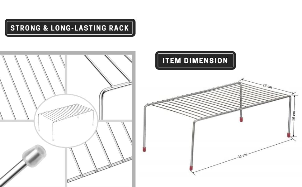 Premium Stainless Steel Kitchen Rack - 2 Pack Multipurpose Dish Rack, Plate Stand & Utensil Organizer for Cabinets | Durable Chrome Finish | Space Saving Storage Solution for Dishes, Cups & Kitchen Tools