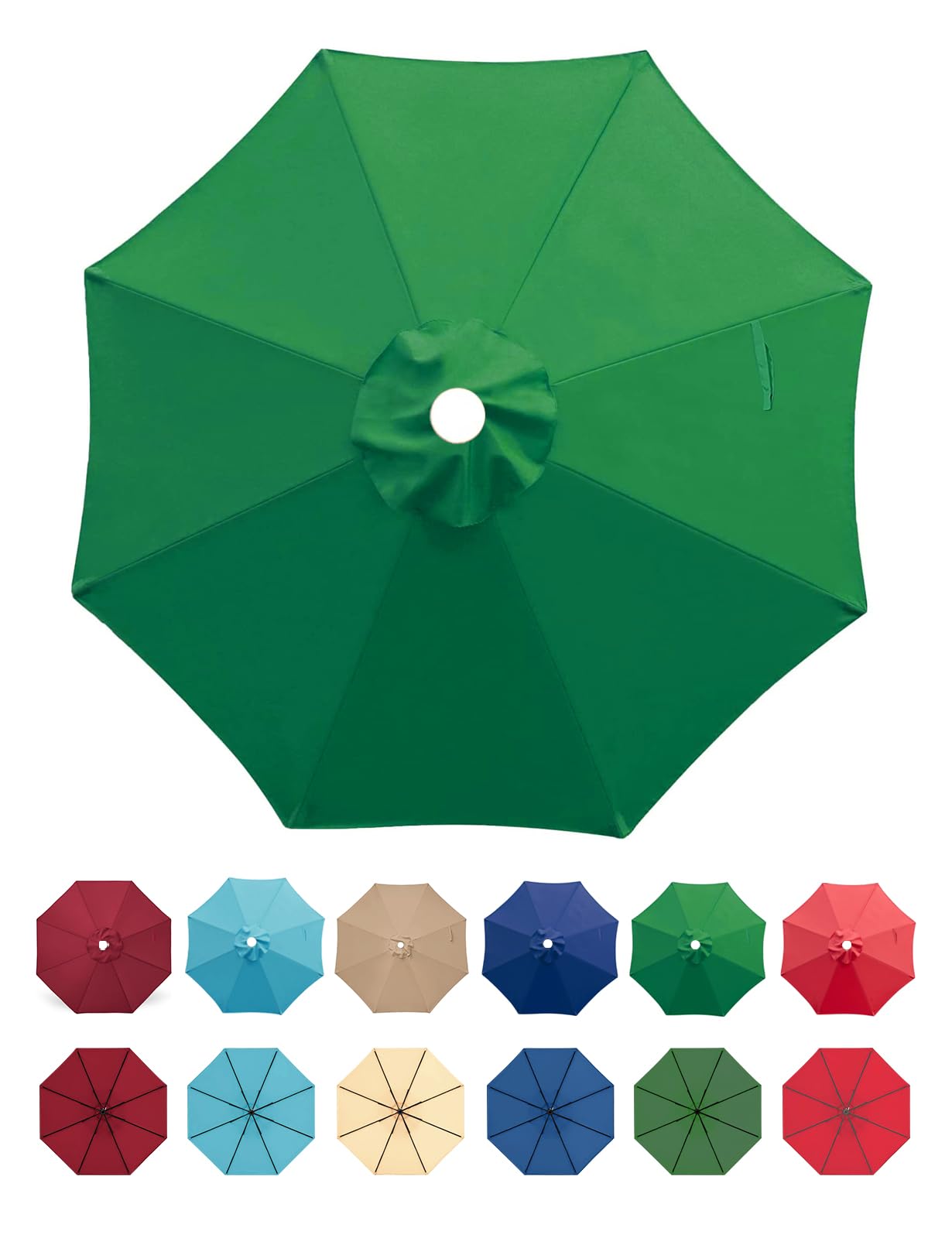 9ft Replacement Canopy for Patio Umbrella - Durable Outdoor Table Market Umbrella Top with 8 Ribs - Perfect for Backyard, Garden, Poolside & Outdoor Dining Areas