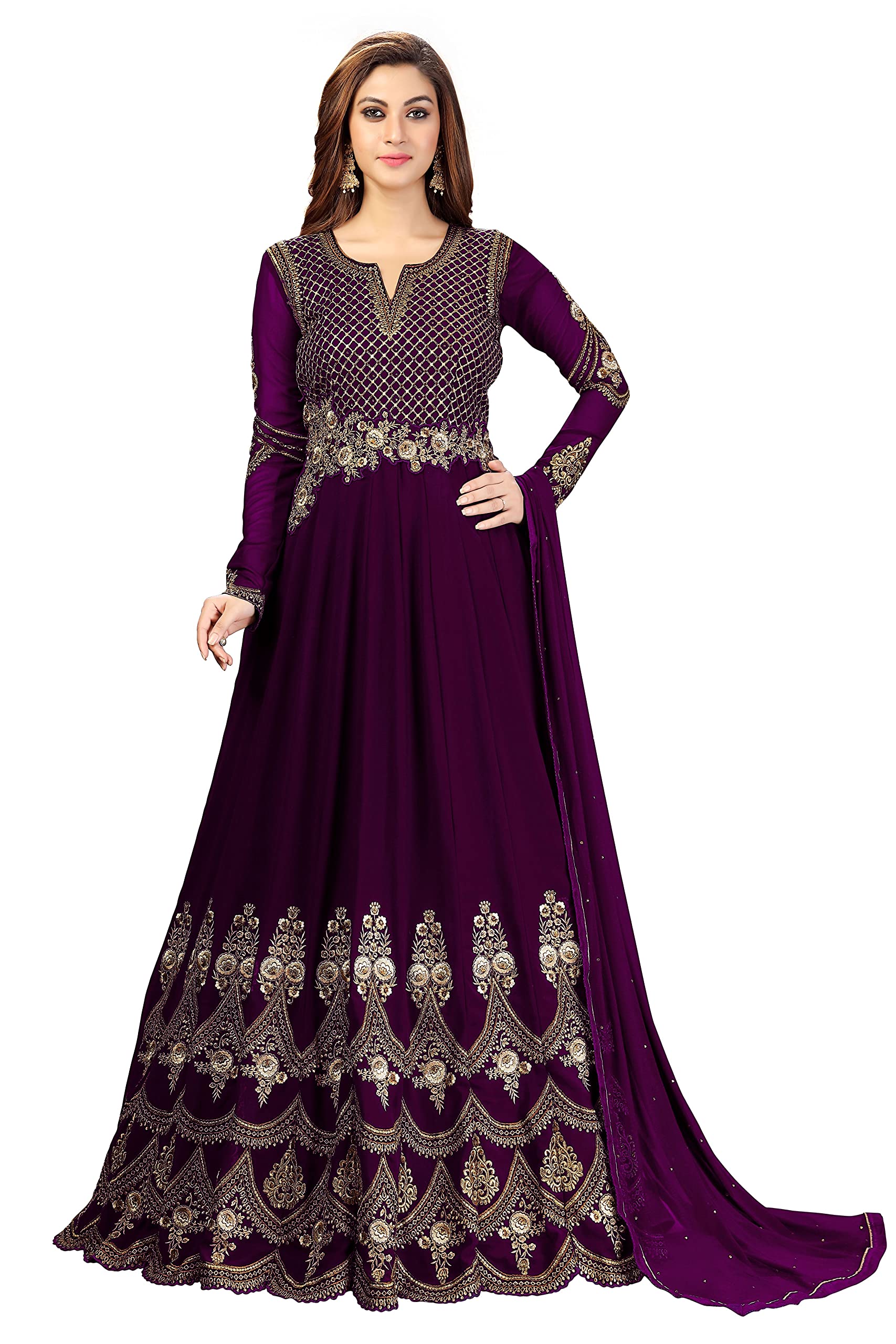 Nivah Fashion Women's Georgette Embroidery Anarkali Suit Set - Stitched Indian Ethnic Wear for Weddings, Parties & Festive Occasions