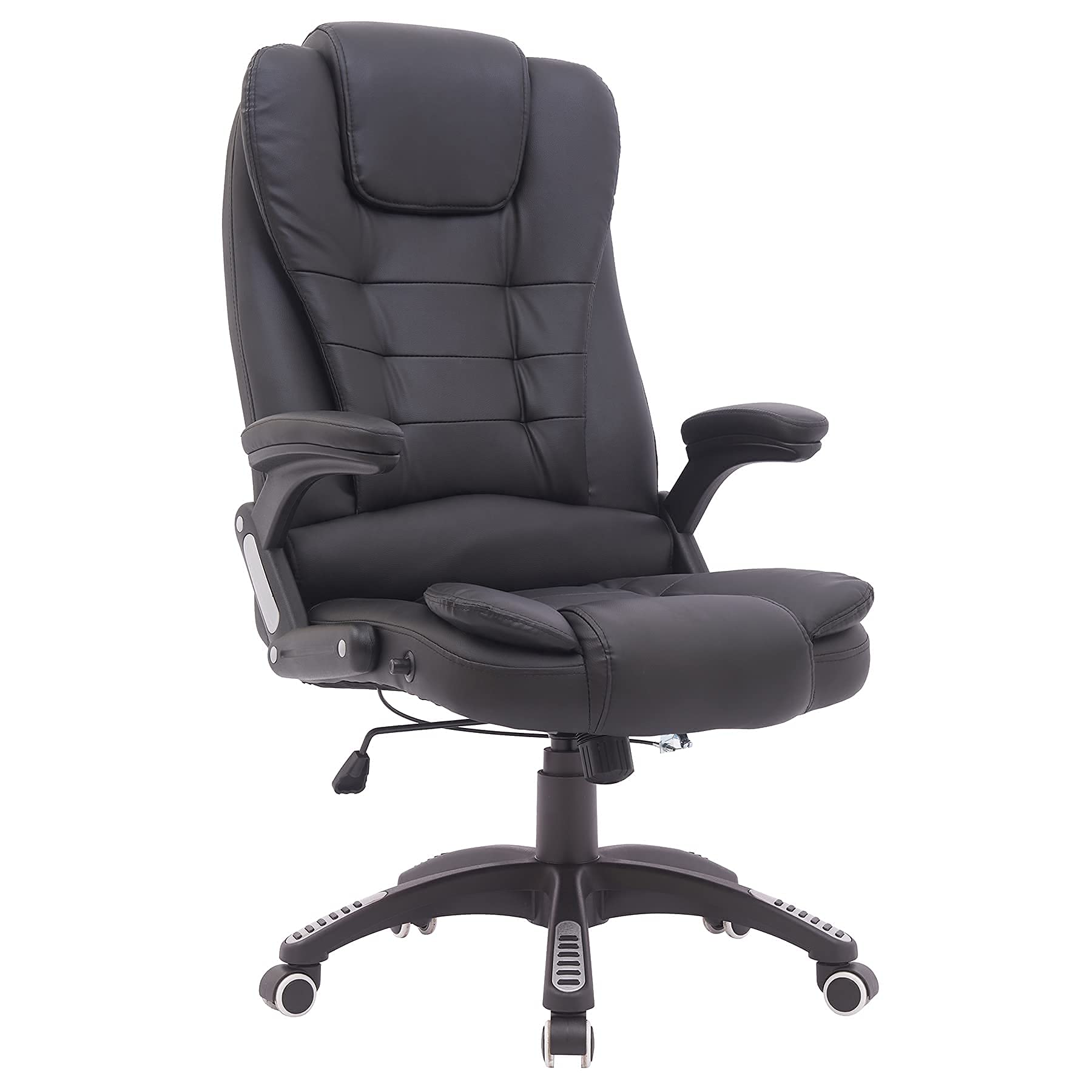 Premium PU Leather Executive Office Chair - Ergonomic High Back Managerial Chair with Lumbar Support & Adjustable Armrests - Swivel Computer Gaming Chair for Home Office & Gaming Room (Black) - Perfect for Long Work Hours & Professional Gaming Sessions