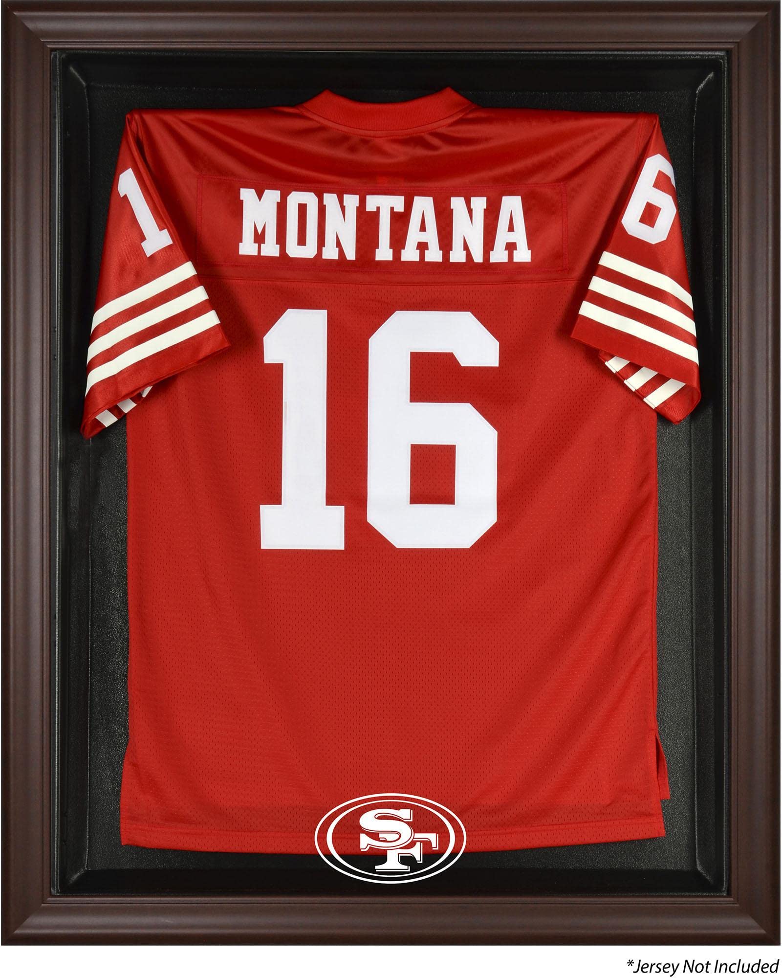 San Francisco 49ers Brown Framed Jersey Display Case - Premium Football Jersey Shadow Box for Collectibles (Case Only) - Perfect for Home Decor, Man Cave, Sports Memorabilia Collection & Gift Giving