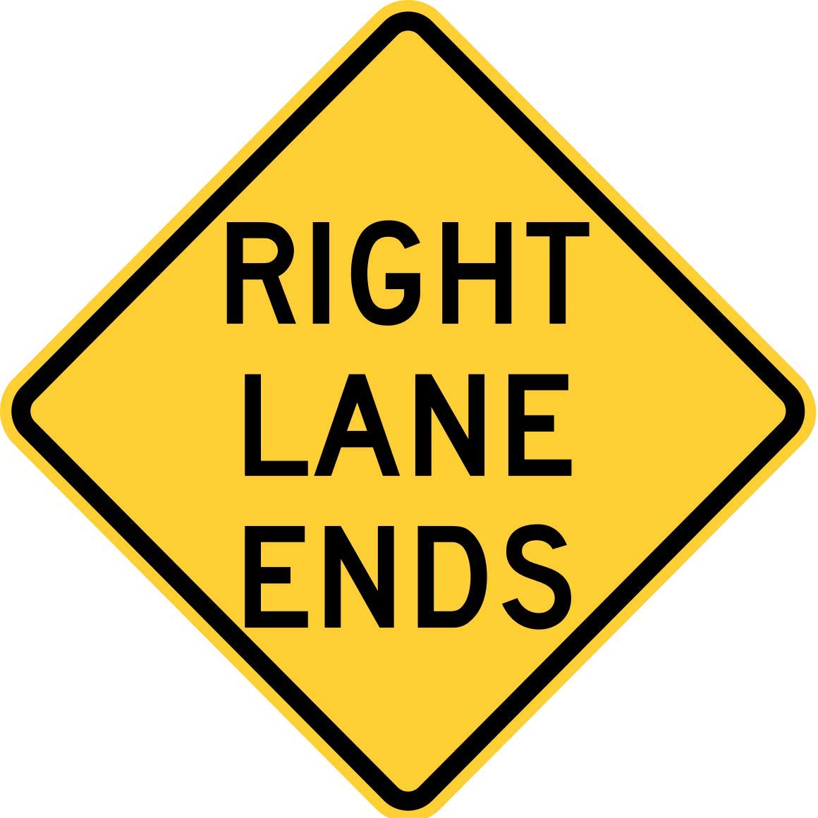 Vinyl Stickers Bundle - 10 Pack Safety & Warning Signs for Warehouse, Right Lane Ends Caution (13