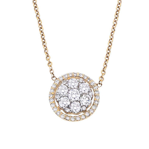 0.47ctw Diamond Cluster Halo 14K Gold Pendant Necklace for Women - Elegant Jewelry Gift for Anniversary, Valentine's Day & Special Occasions