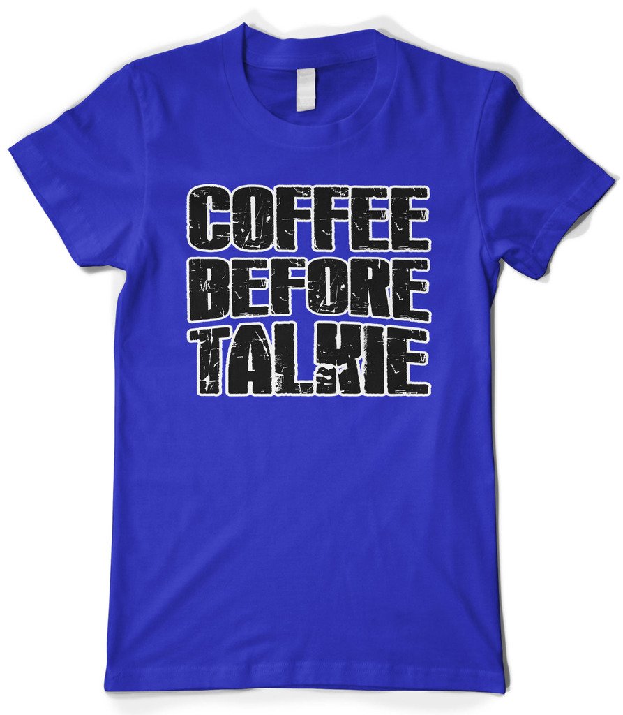 Cybertela Women's Funny Coffee Lover T-Shirt - Caffeine Before Talkie Graphic Tee - Perfect Gift for Coffee Enthusiasts & Baristas - Great for Work, Cafes & Casual Wear