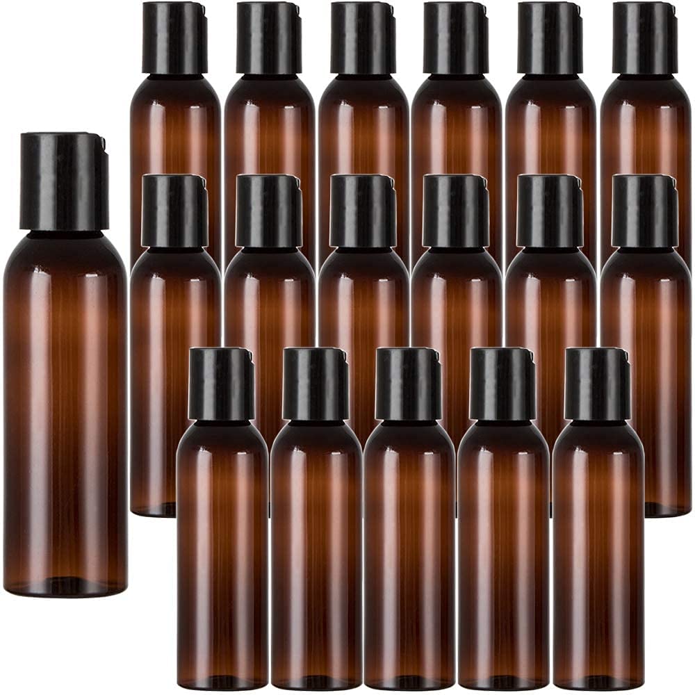 10-Pack 100ml Amber & Clear Plastic Travel Bottles - Leak-Proof Refillable Squeeze Containers with Flip Cap for Toiletries, Shampoo, Oils - Perfect for TSA Carry-On, Gym, Vacation & DIY Beauty Products